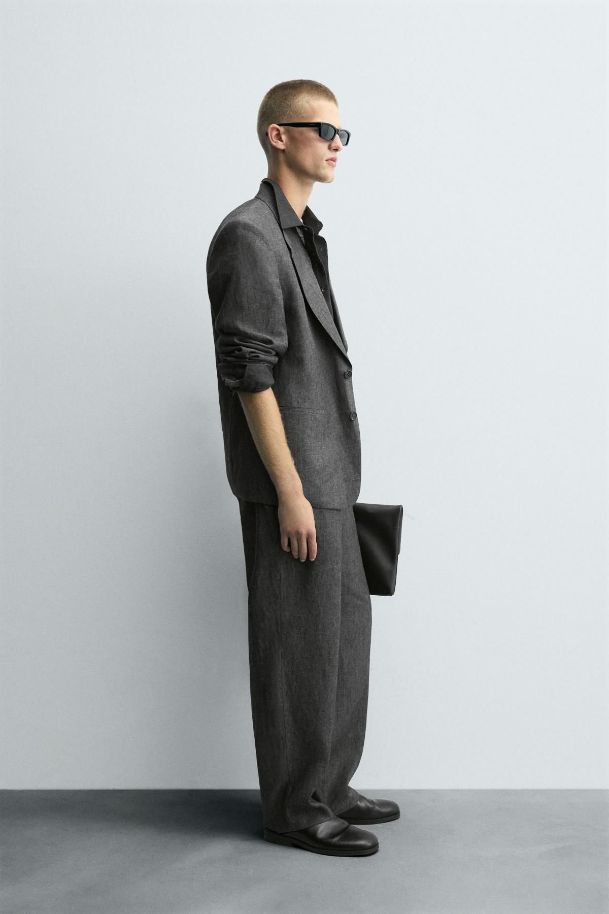 자라 테크니컬 릴렉스핏 리넨 팬츠 0706/393 GREY MARL - 상세 이미지 4