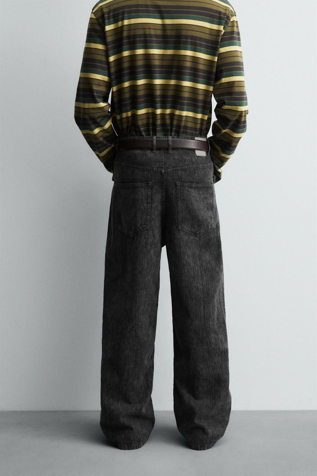 자라 워시드 배기핏 코튼 와이드 팬츠 5862/315 DARK GREY - 상세 이미지 3