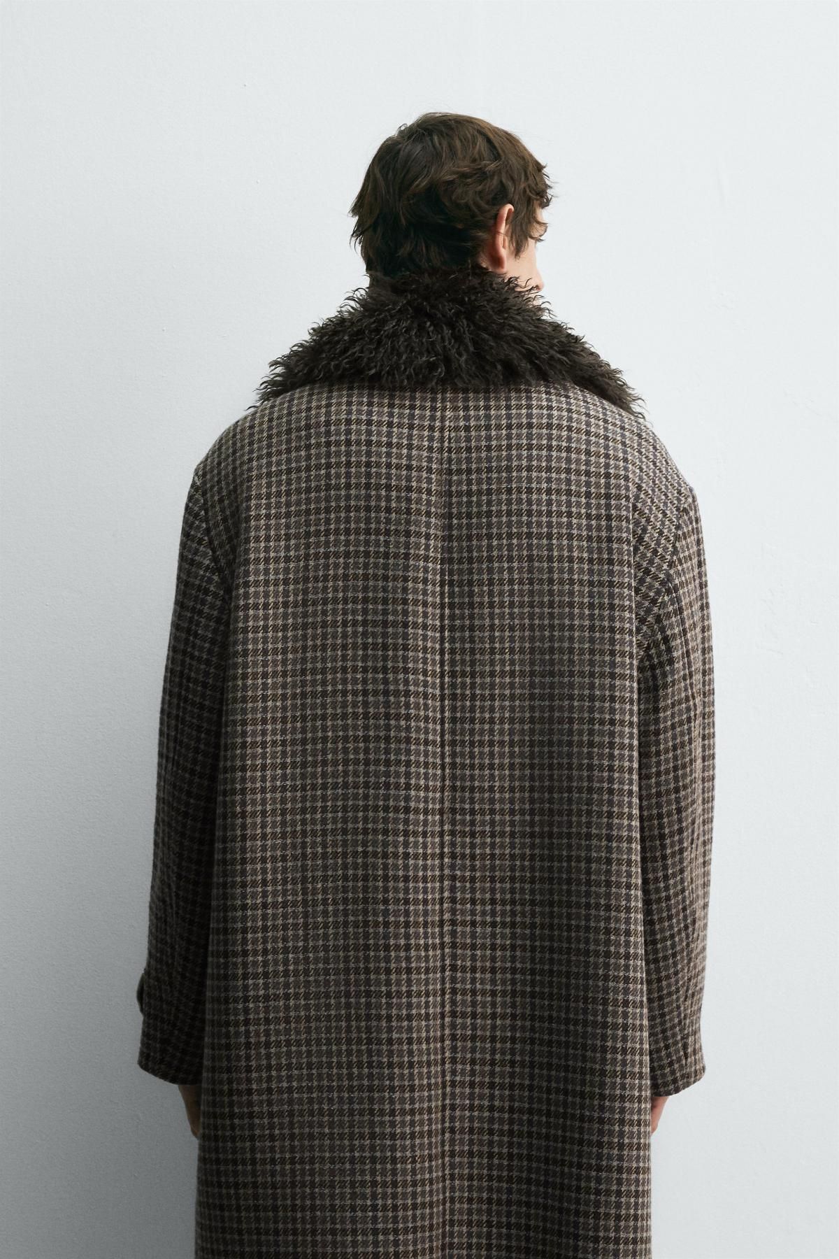 자라 오버핏 체크 퍼카라 싱글코트 X 해리 램버트 디즈니 5854/305 BROWN - 상세 이미지 4