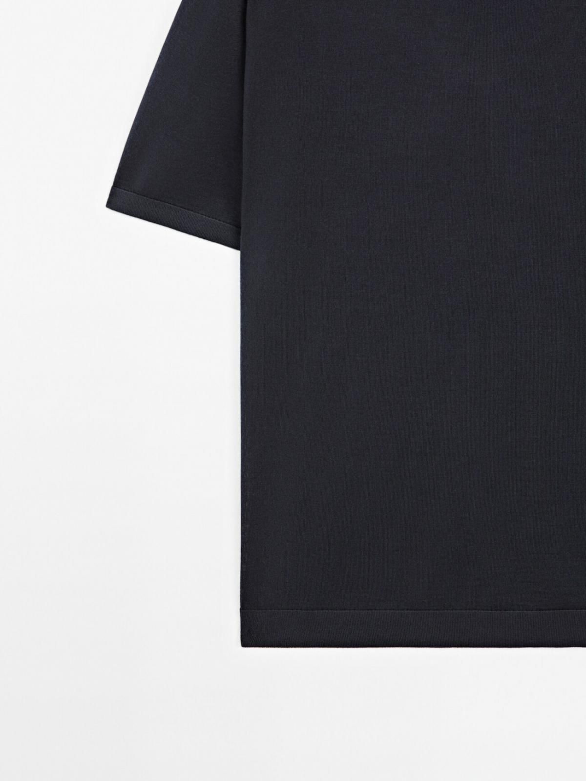 마시모두띠 미니멀 울 블렌드 라운드 니트 반팔 티셔츠 0930/210 NAVY BLUE - 상세 이미지 4