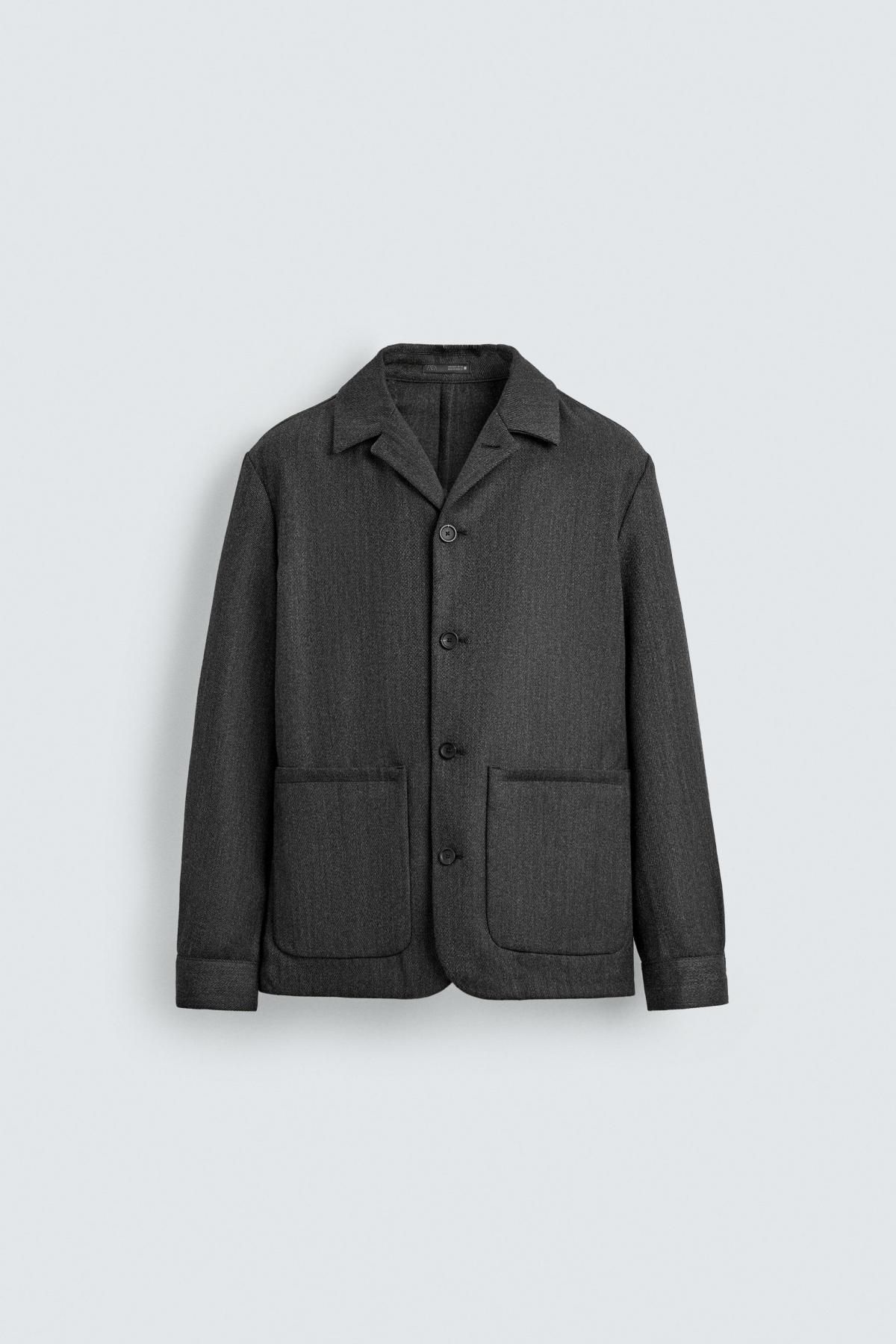 자라 프리미엄 울 테크니컬 포켓 오버셔츠 6745/638 ANTHRACITE GREY - 메인 이미지