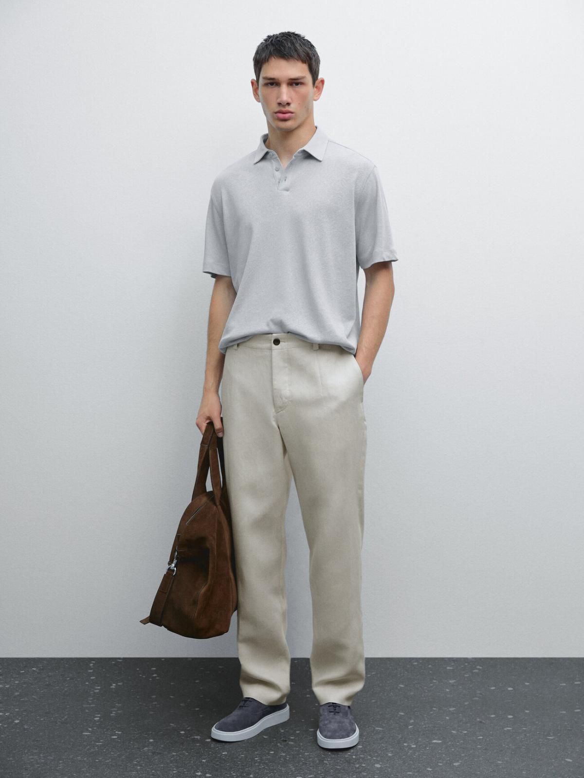 마시모두띠 리넨 블렌드 슬림핏 반팔 폴로셔츠 0604/157 LIGHT BLUE - 상세 이미지 2