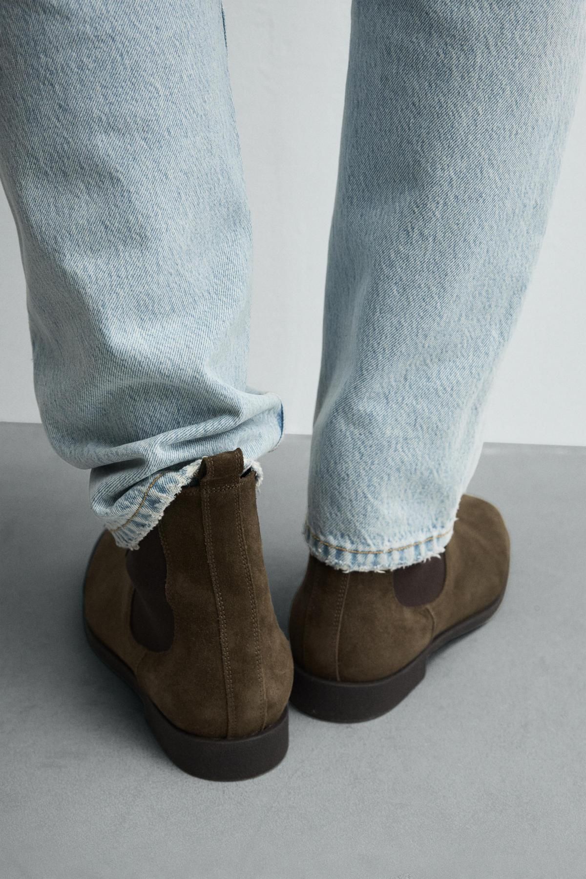 자라 프리미엄 스웨이드 첼시 부츠 2015/620 TAUPE GREY - 상세 이미지 4
