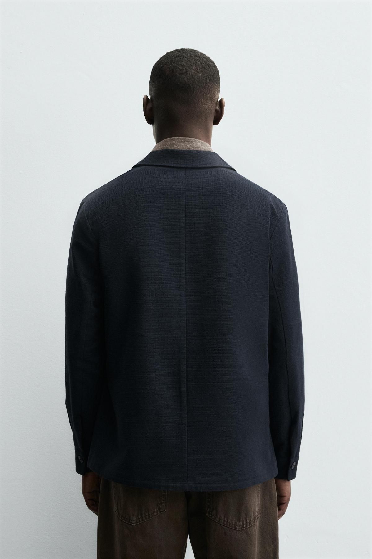 자라 텍스처 레귤러핏 테크니컬 오버셔츠 5753/369 NAVY BLUE - 상세 이미지 4