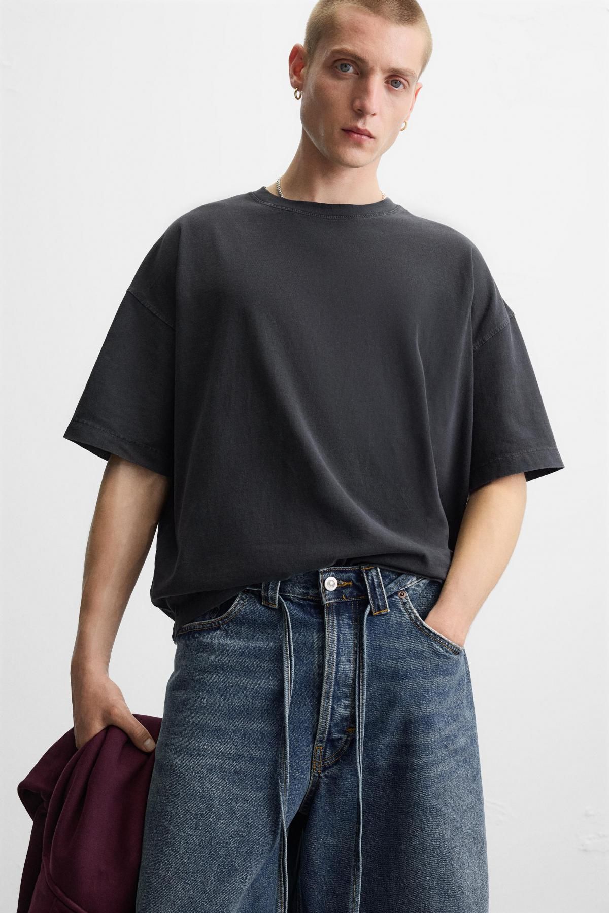 자라 베이직 박시핏 티셔츠 6462/400 ANTHRACITE GREY - 상세 이미지 5