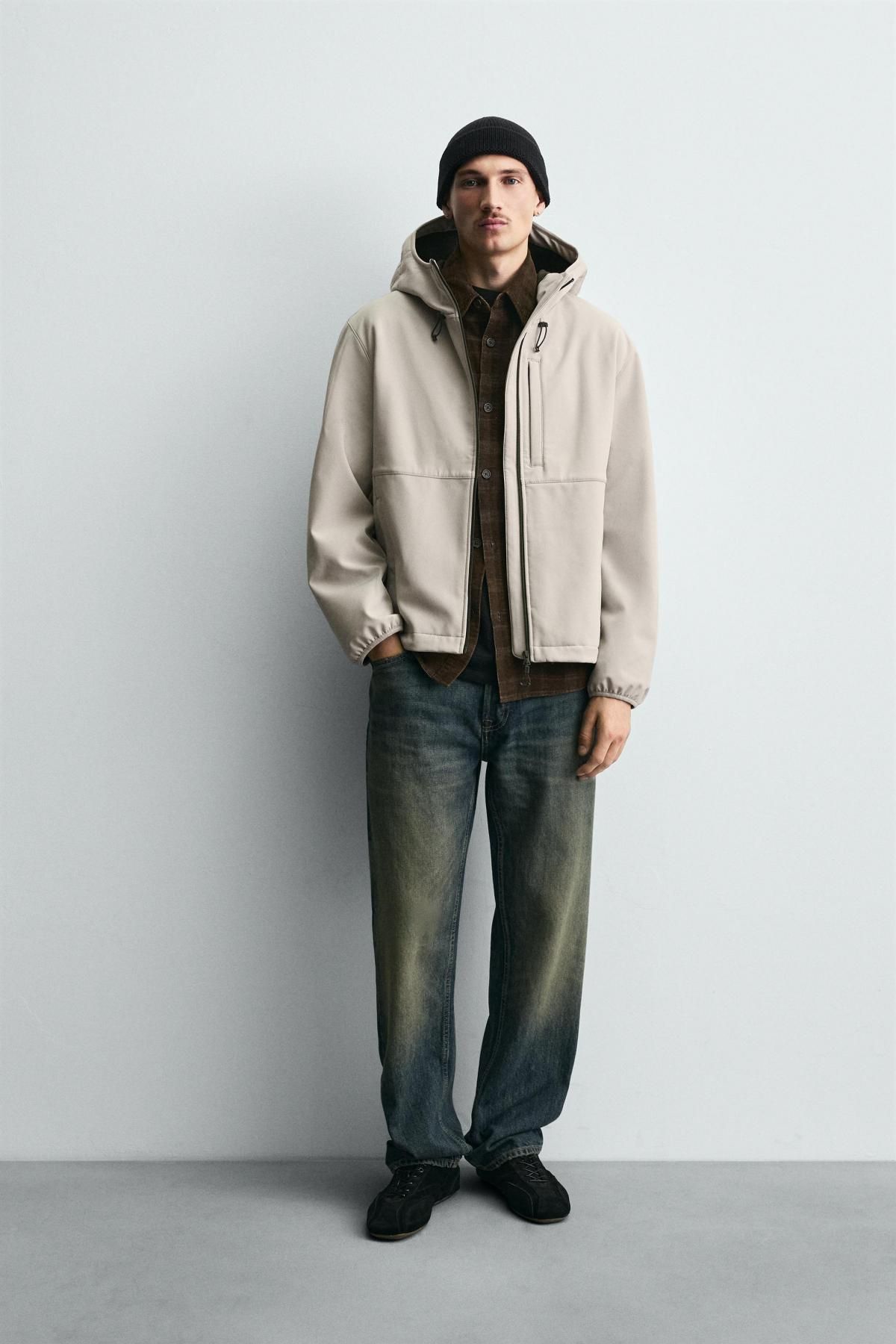 자라 테크니컬 플리스 후드 집업 자켓 3918/420 GREY / TAN - 상세 이미지 2