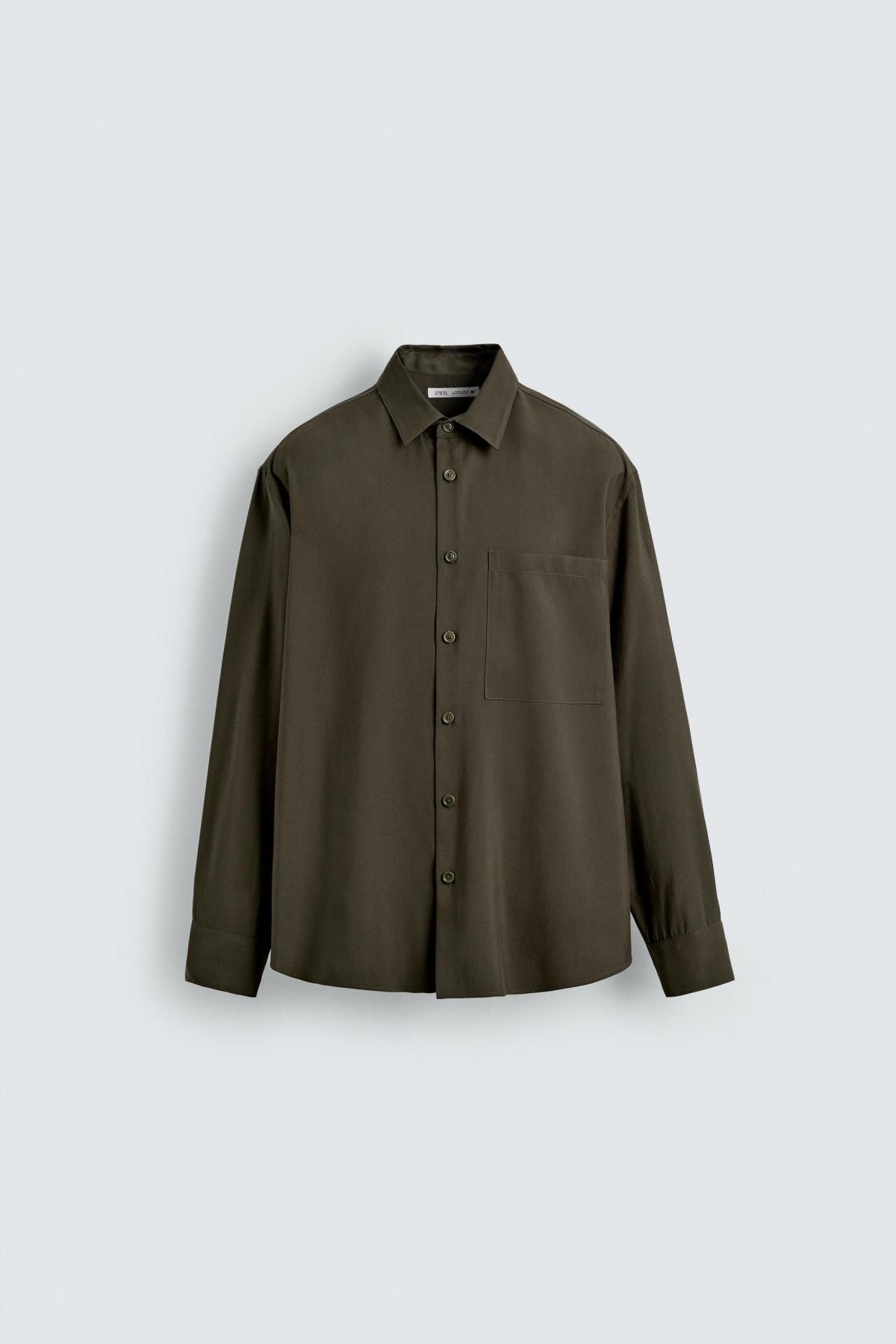 자라 모달 블렌드 릴렉스핏 플루이드 긴팔 셔츠 5948/519 KHAKI - 메인 이미지