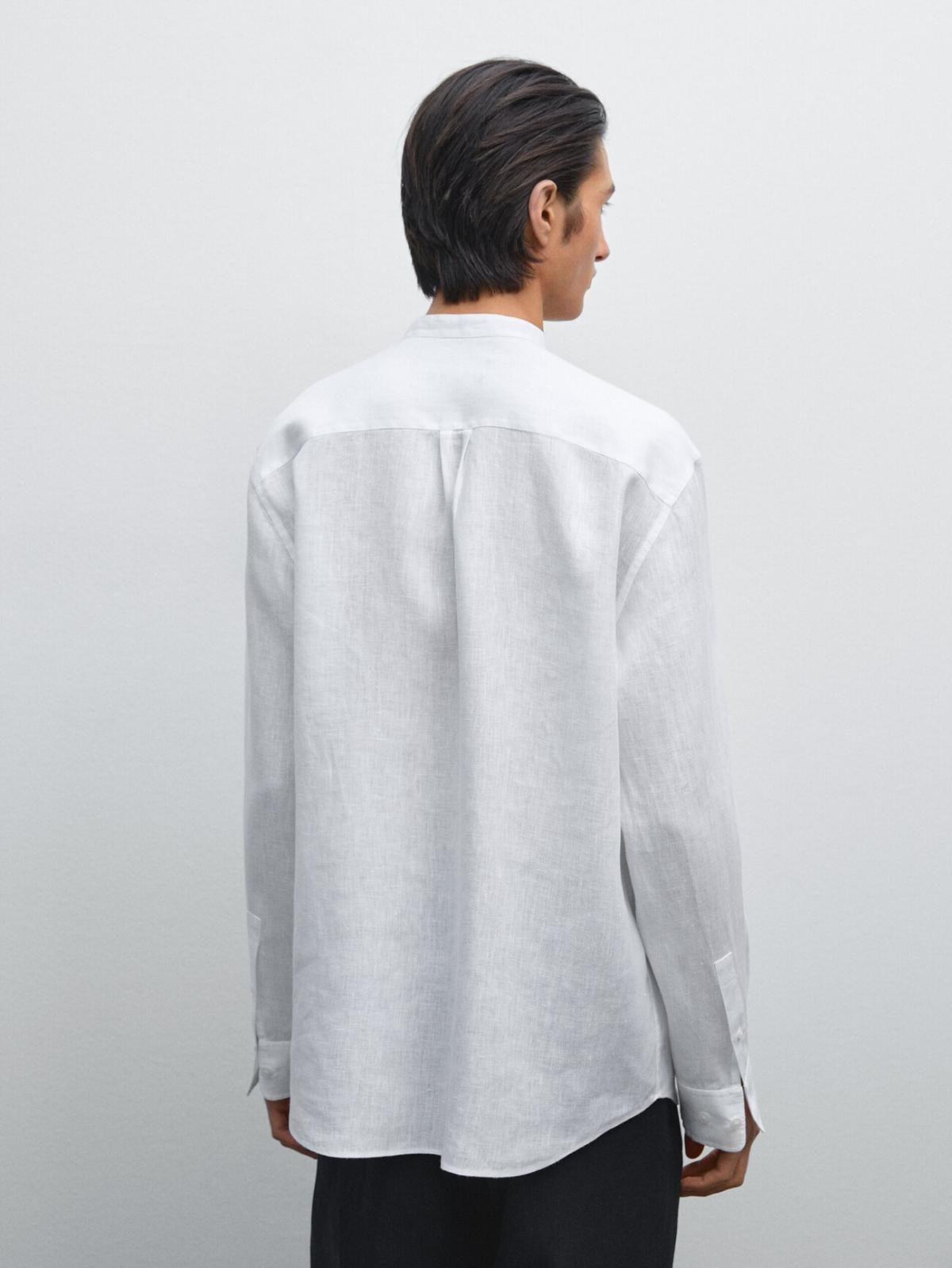 마시모두띠 리넨 스탠드업카라 레귤러핏 긴팔 셔츠 0191/791 WHITE - 상세 이미지 4