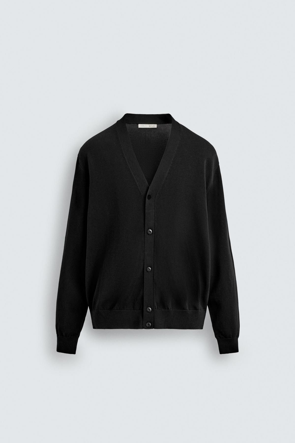 자라 라이트웨이트 테크니컬 브이넥 가디건 9598/301 BLACK - 메인 이미지
