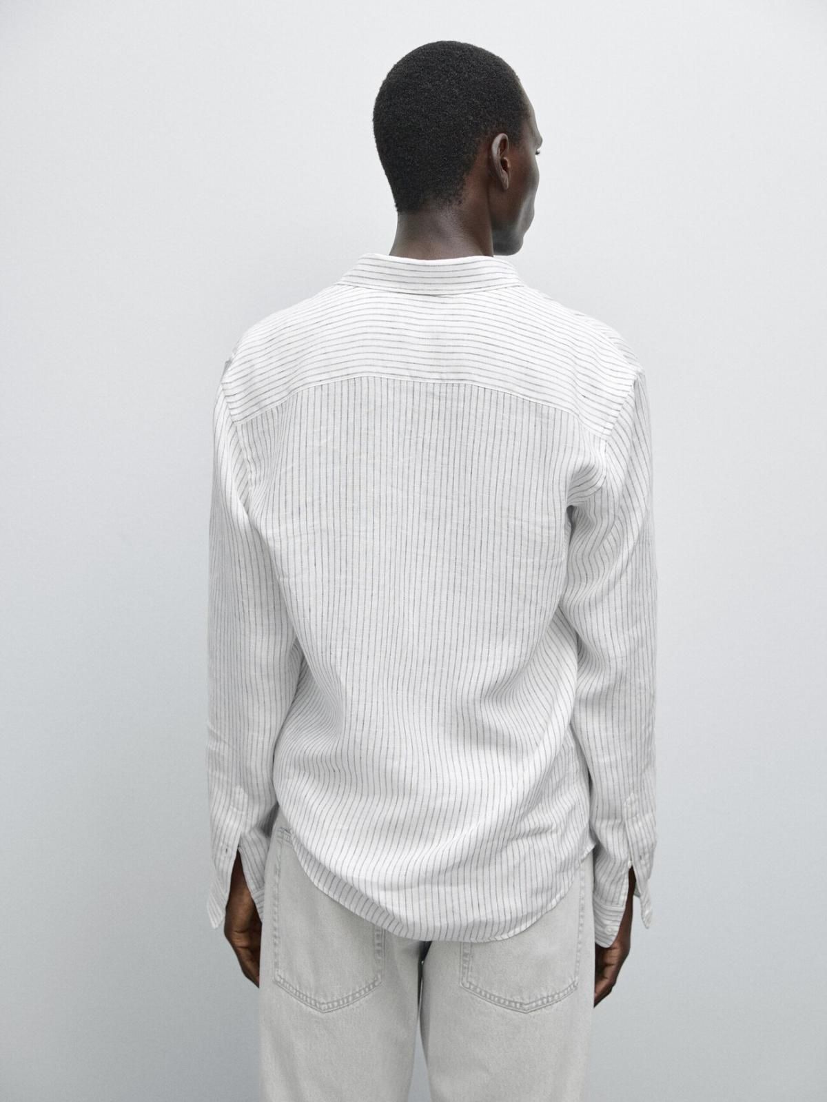 마시모두띠 스트라이프 린넨 슬림핏 긴팔셔츠 0166/731 WHITE - 상세 이미지 5