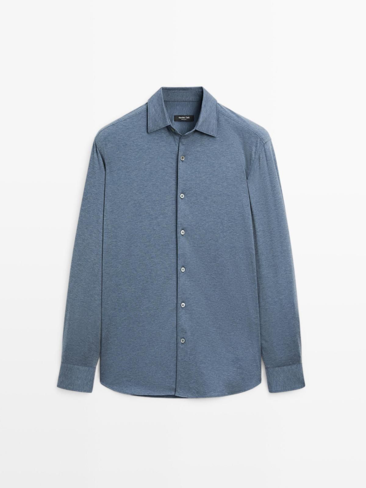 마시모두띠 테크니컬 슬림핏 스트레치 블루 긴팔 셔츠 1795/268 NAVY BLUE - 상품 이미지