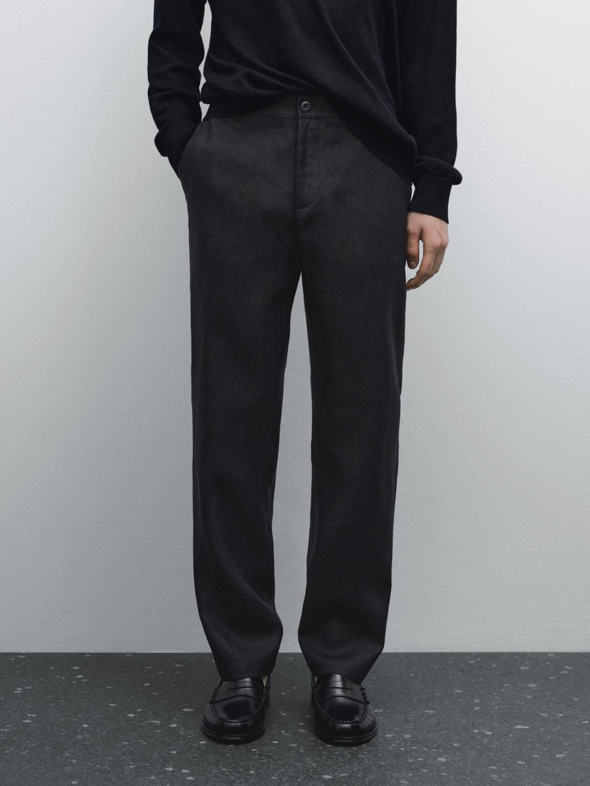 마시모두띠 100 린넨 테이퍼드핏 팬츠 0013/011 NAVY BLUE - 상품 이미지