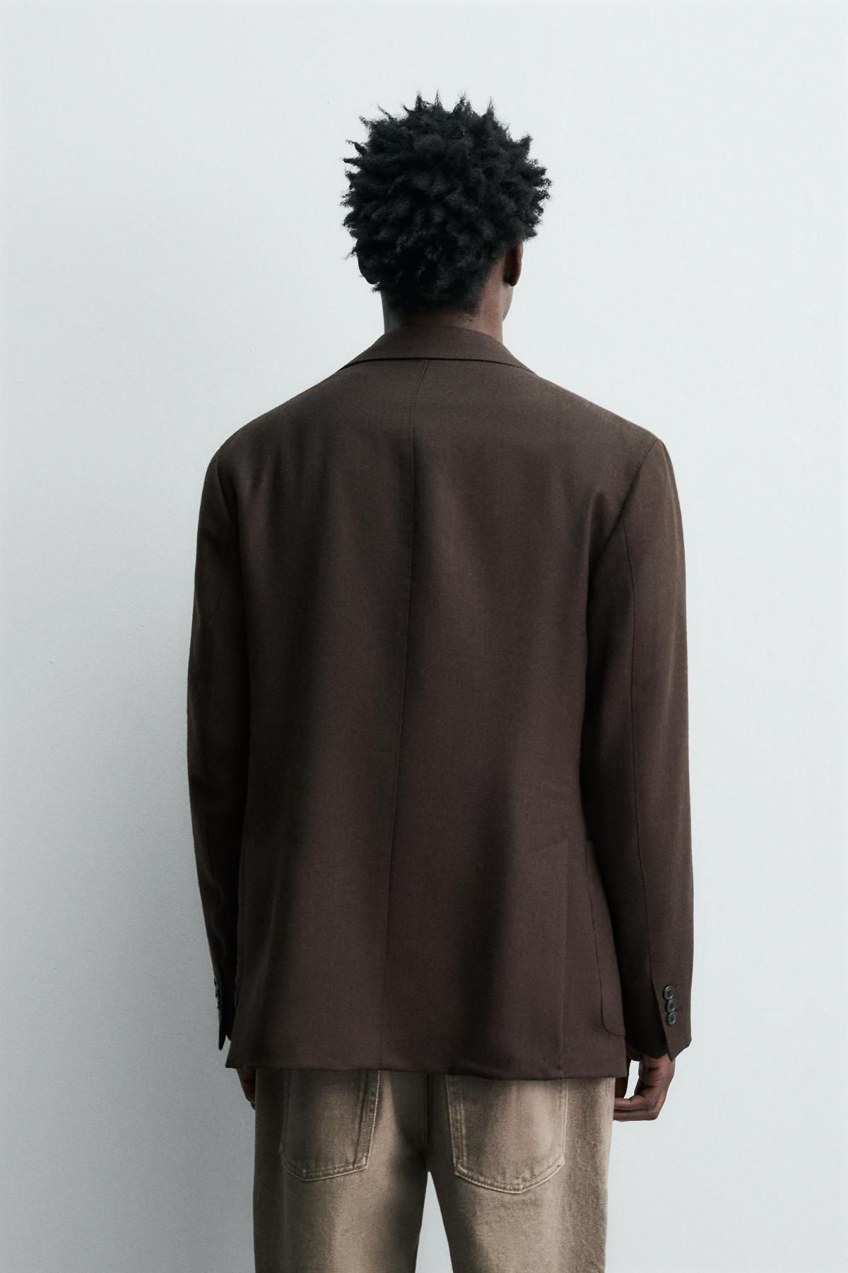 자라 이탈리안 울 클래식 테일러드 플란넬 블레이저 6767/516 CHOCOLATE - 상세 이미지 4