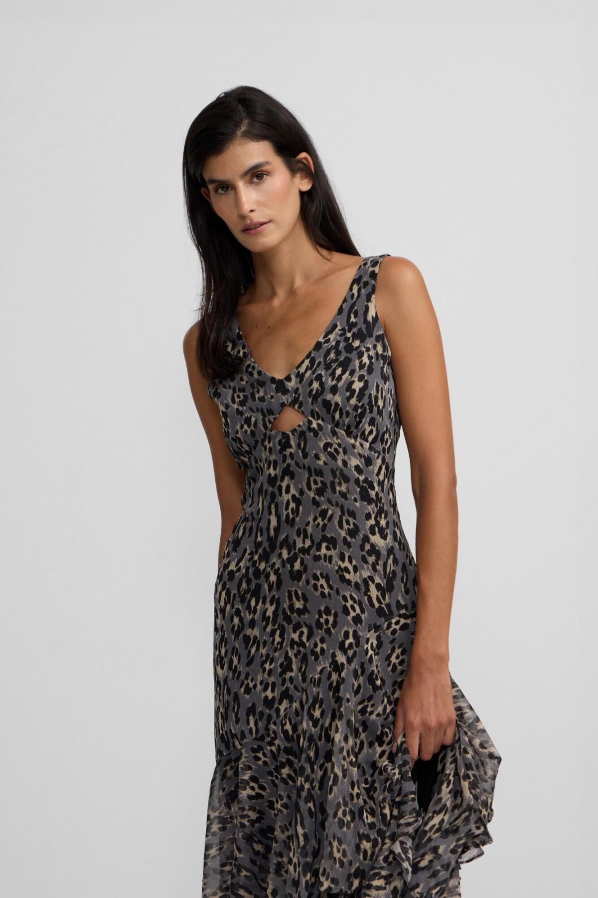 실본 애니멀 프린트 스트랩 롱 원피스 6442367 ESTAMPADO AZUL - 상세 이미지 4