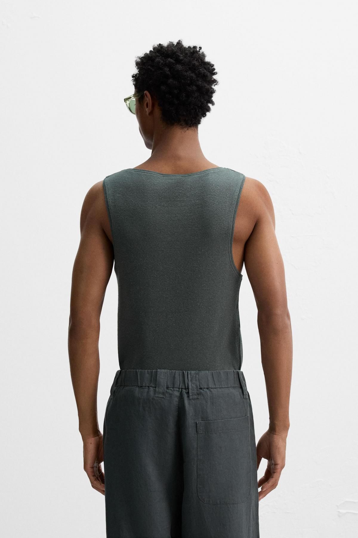 자라 코튼 헴프 리브드 탱크탑 4161/410 ANTHRACITE GREY - 상세 이미지 4