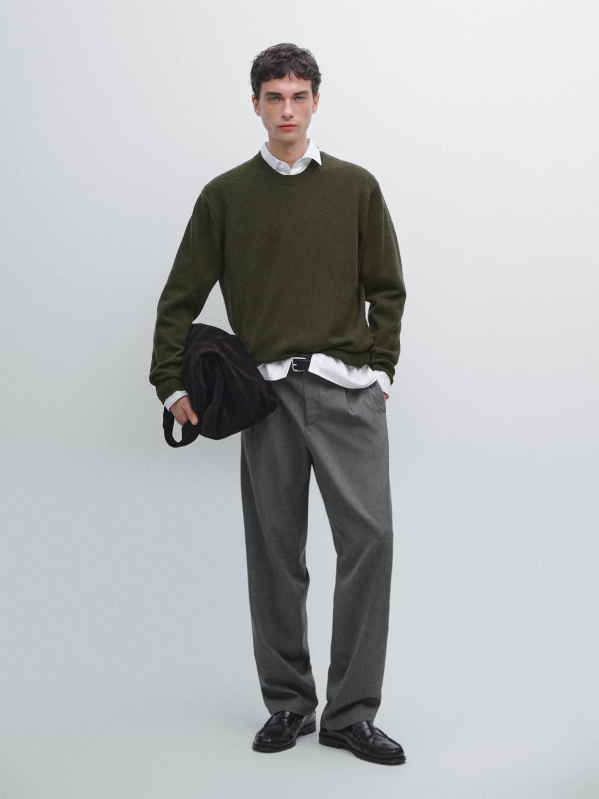 마시모두띠 울블렌드 라운드넥 긴팔 니트 스웨터 1065/240 DARK GREEN - 상세 이미지 2