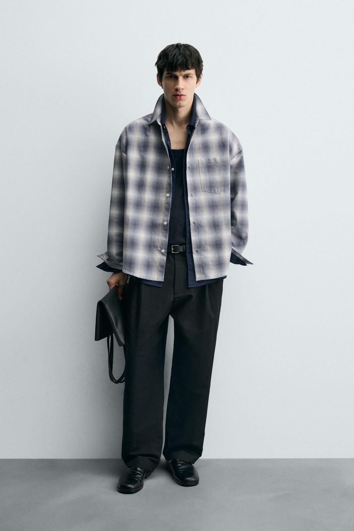 자라 오버사이즈핏 체크 옥스포드 셔츠 7446/311 GREY / BLUE - 상세 이미지 2