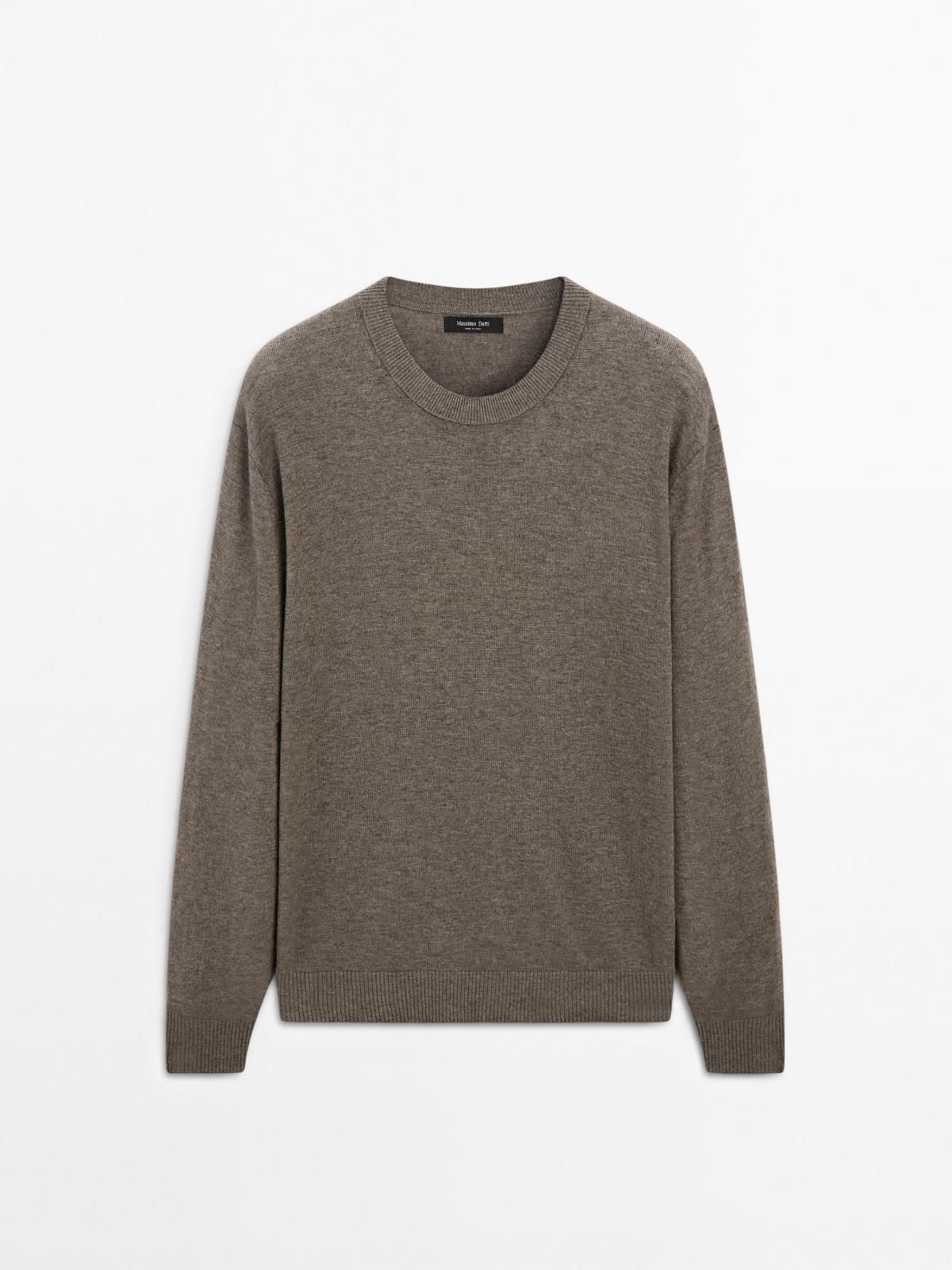 마시모두띠 브라운 소프트 크루넥 니트 스웨터 0992/220 DARK KHAKI - 상품 이미지