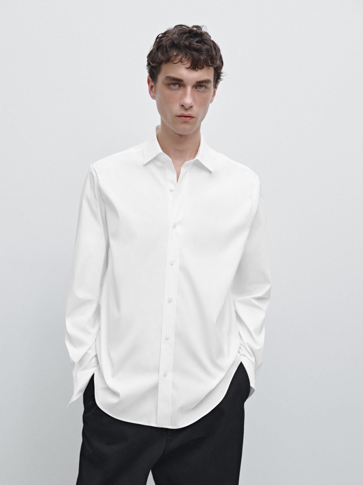 마시모두띠 스트레치 클래식핏 화이트 긴팔 셔츠 1816/280 WHITE - 상세 이미지 3