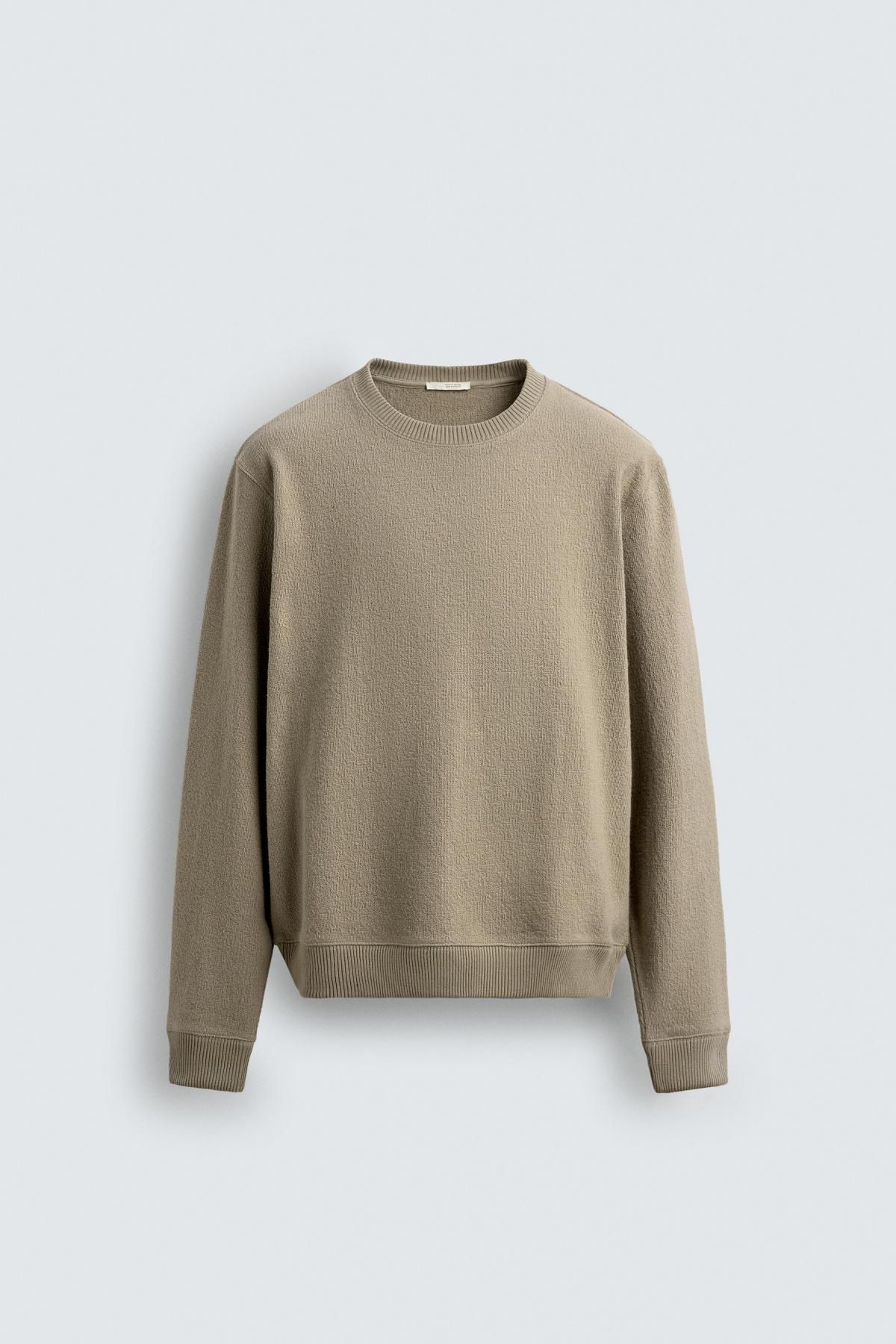 자라 텍스처 라운드넥 스웨트셔츠 3443/311 LIGHT BEIGE - 메인 이미지