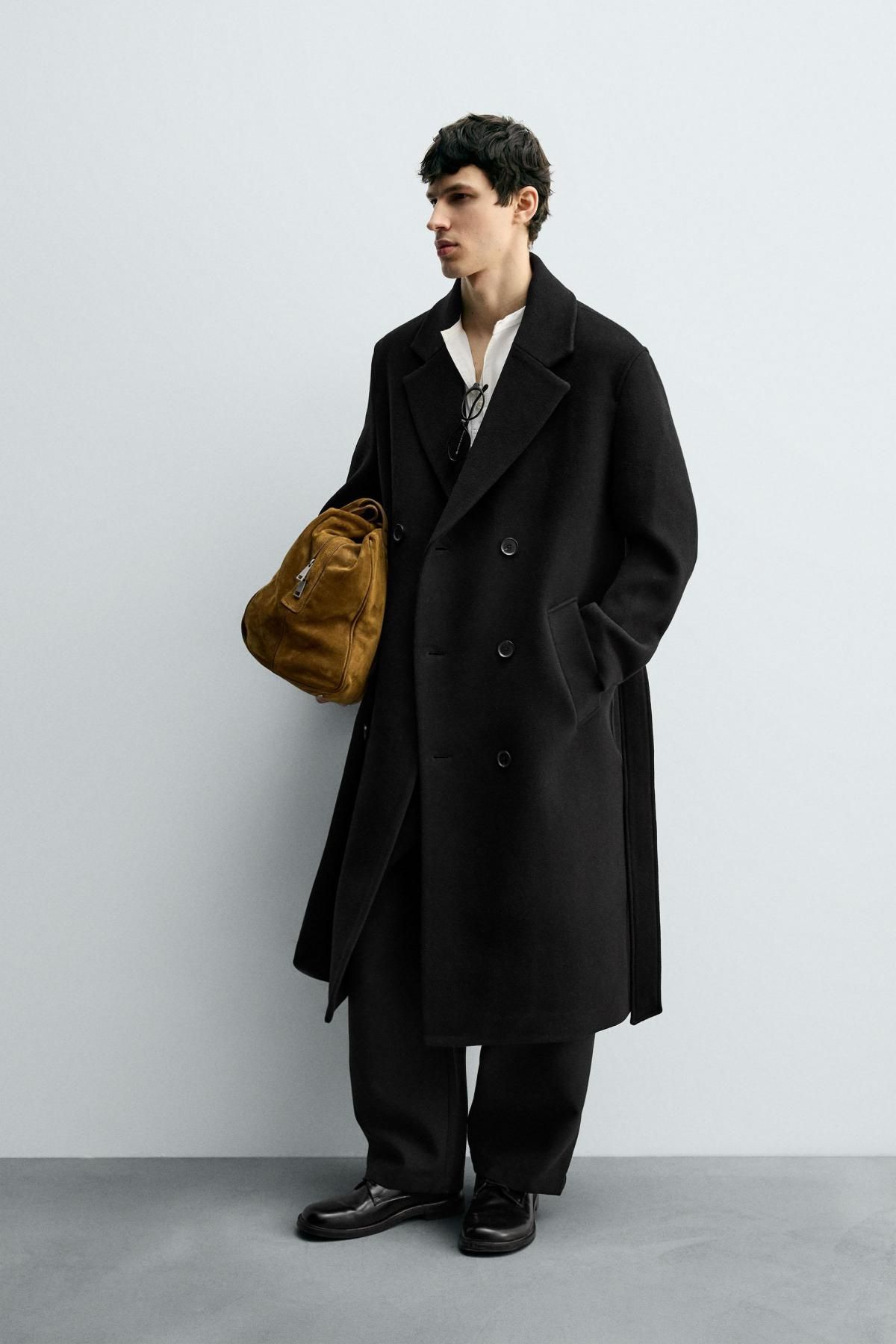 자라 클래식 더블브레스트 울블렌드 벨트 코트 2949/150 BLACK - 상세 이미지 5