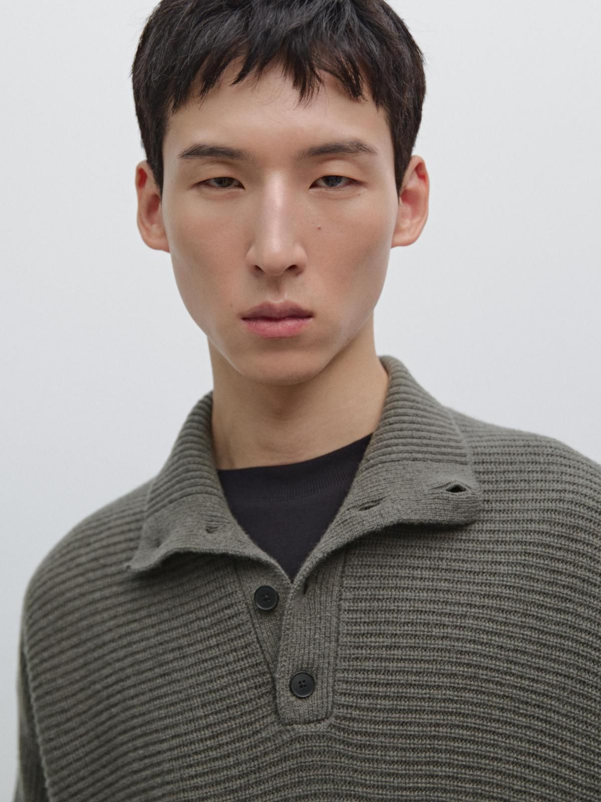 마시모두띠 울블렌드 테크니컬 폴로넥 니트 스웨터 0972/700 GREEN MARL - 상세 이미지 5