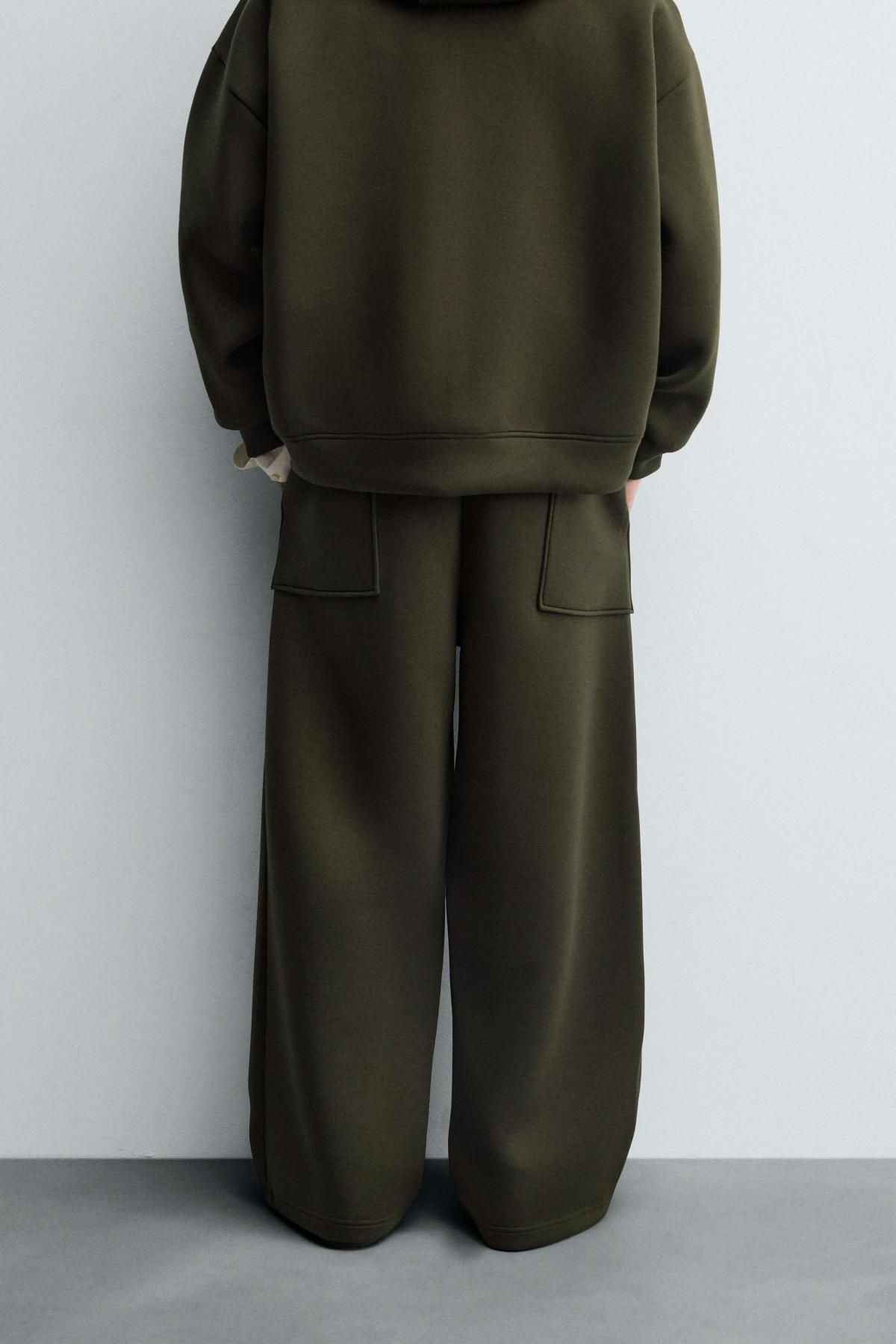 자라 테크니컬 와이드핏 인터록 밴딩 팬츠 1437/361 DARK GREEN - 상세 이미지 3