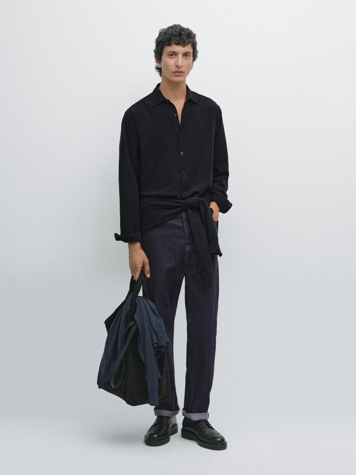 마시모두띠 베이직 클래식핏 니들코드 긴팔 셔츠 1800/400 NAVY BLUE - 상세 이미지 2