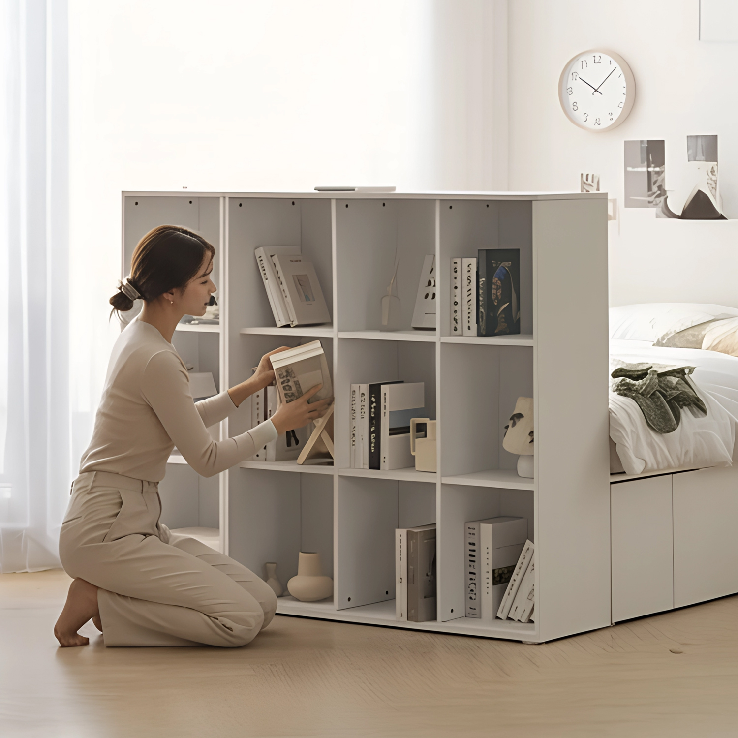 공간분리 책장 파티션 침대 옆 책장 선반 책꽂이 만화책 수납장 400