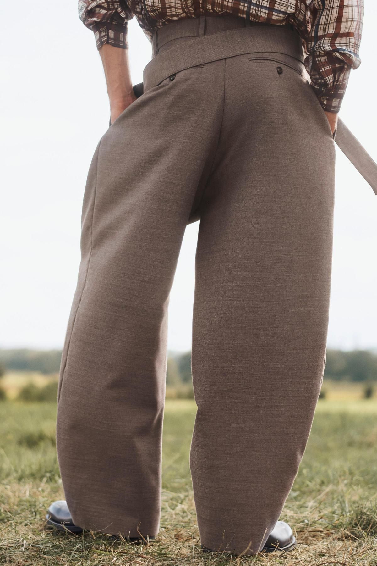 자라 한정판 벨트 와이드 팬츠 5791/055 BROWN / TAUPE - 상세 이미지 4