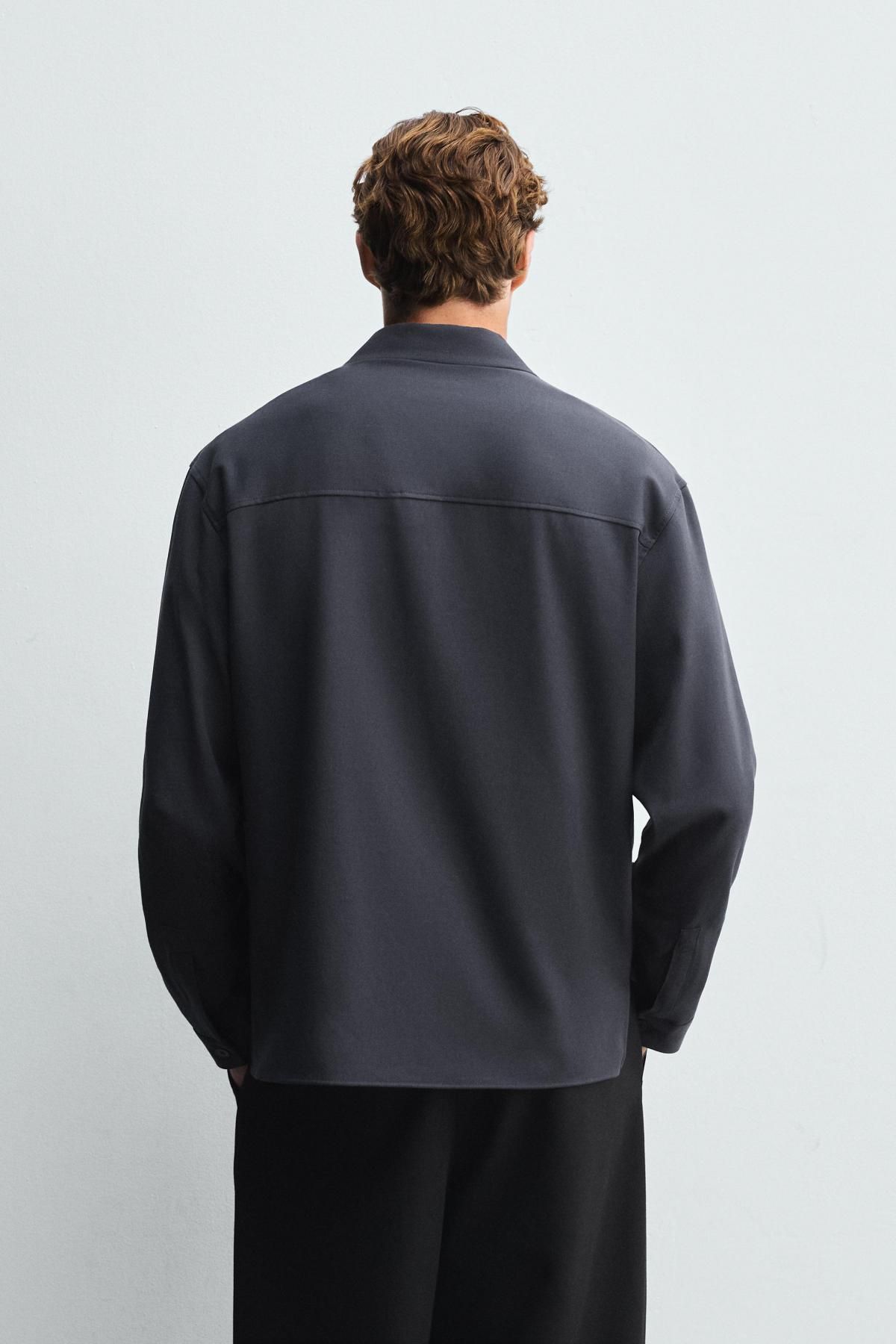 자라 테크니컬 비스코스 긴팔 폴로셔츠 7484/697 BLUE GREY - 상세 이미지 4
