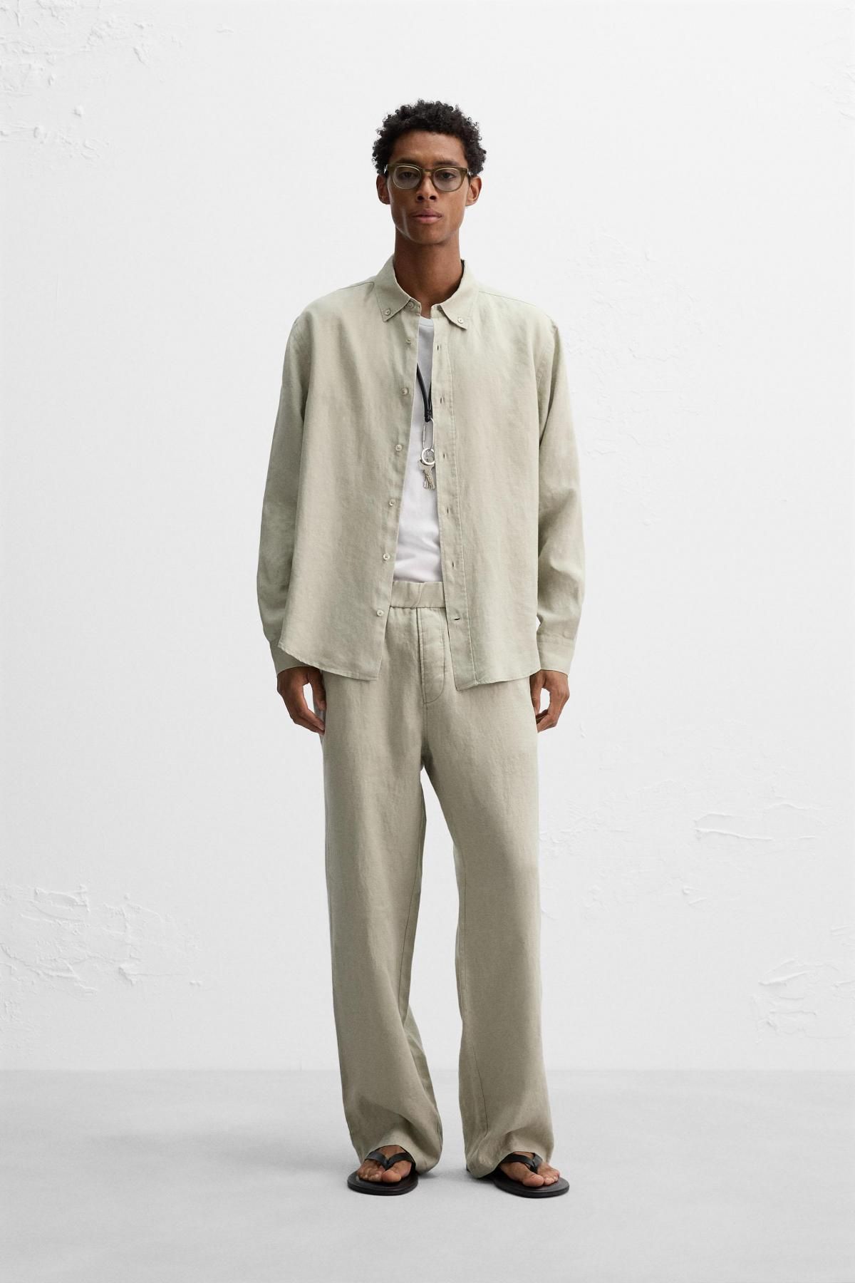 자라 프리미엄 린넨 긴팔 셔츠 4334/181 LIGHT BEIGE - 상세 이미지 2