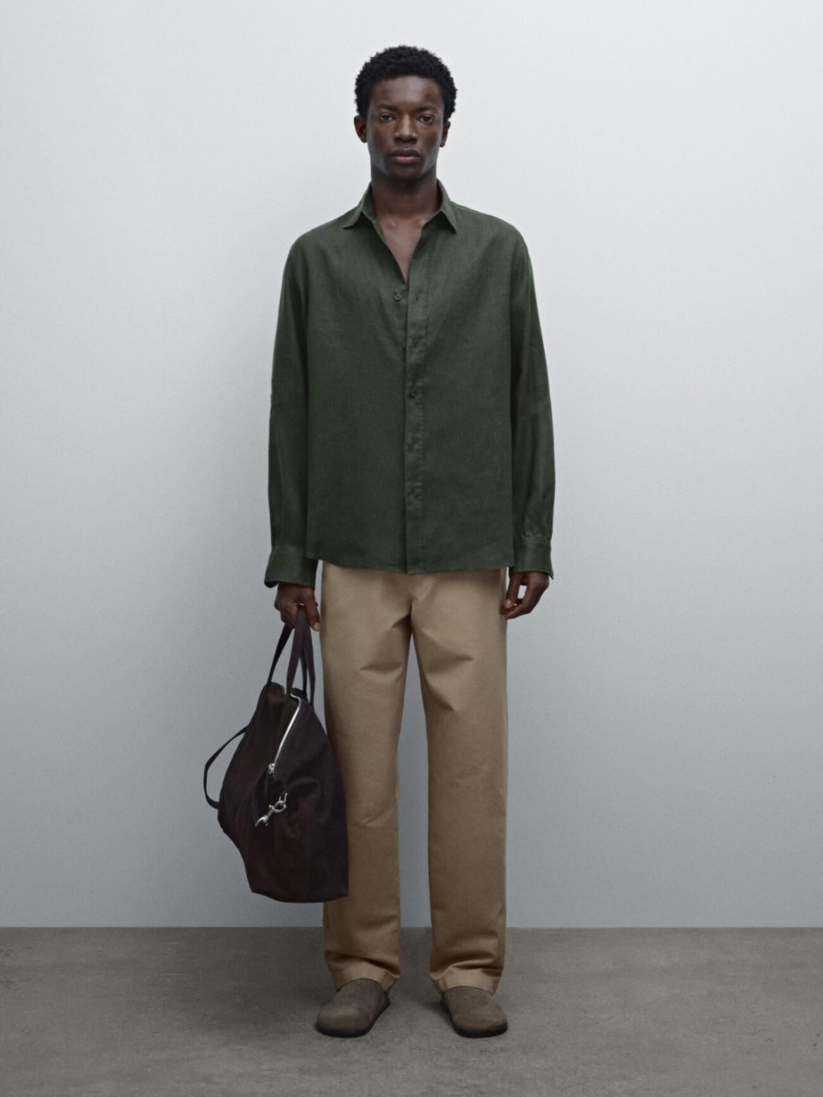 마시모두띠 100 리넨 셔츠 0100/777 DARK GREEN - 상세 이미지 2