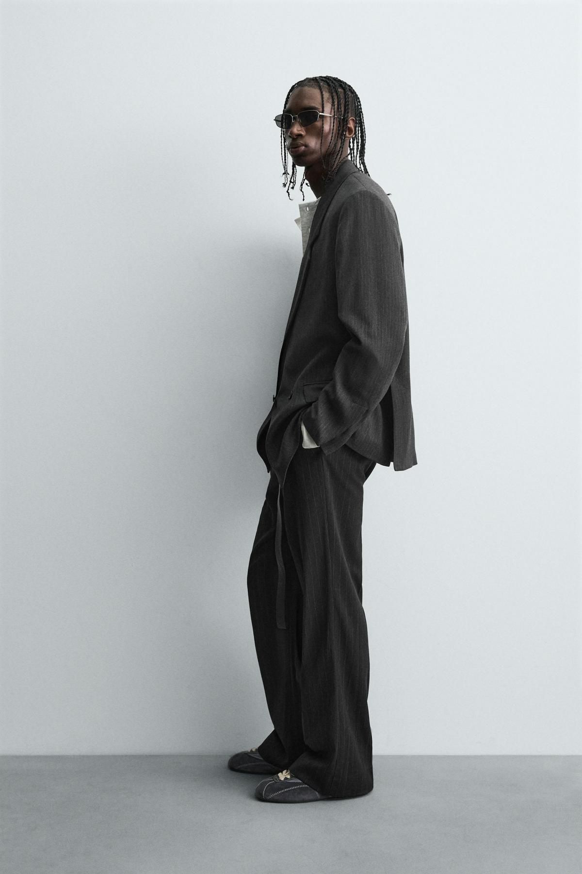 자라 스트라이프 테일러드 더블브레스트 블레이저 6525/837 GREY - 상세 이미지 5