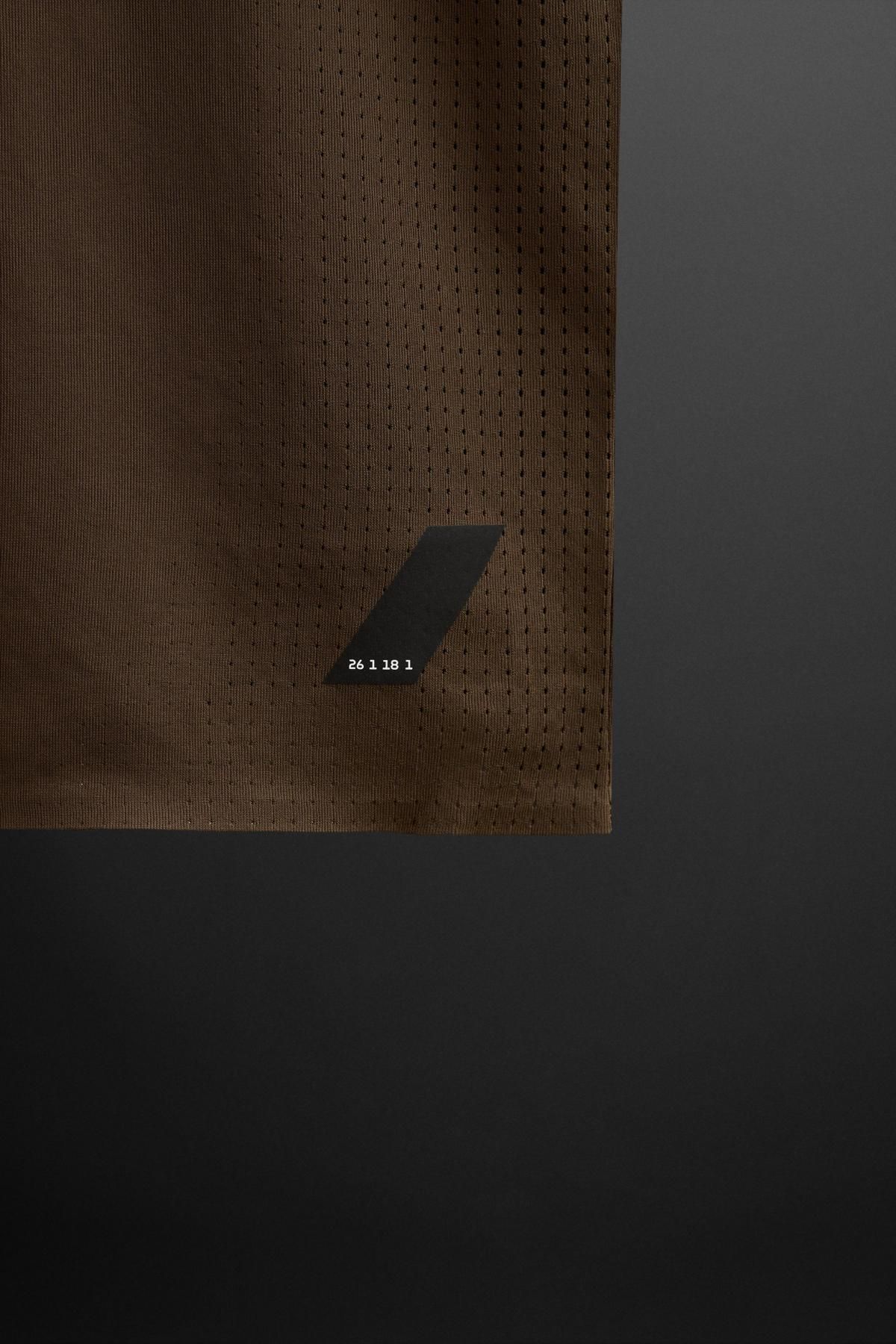 자라 테크니컬 경량 퍼포레이티드 반팔 티셔츠 6096/406 BROWN - 상세 이미지 3