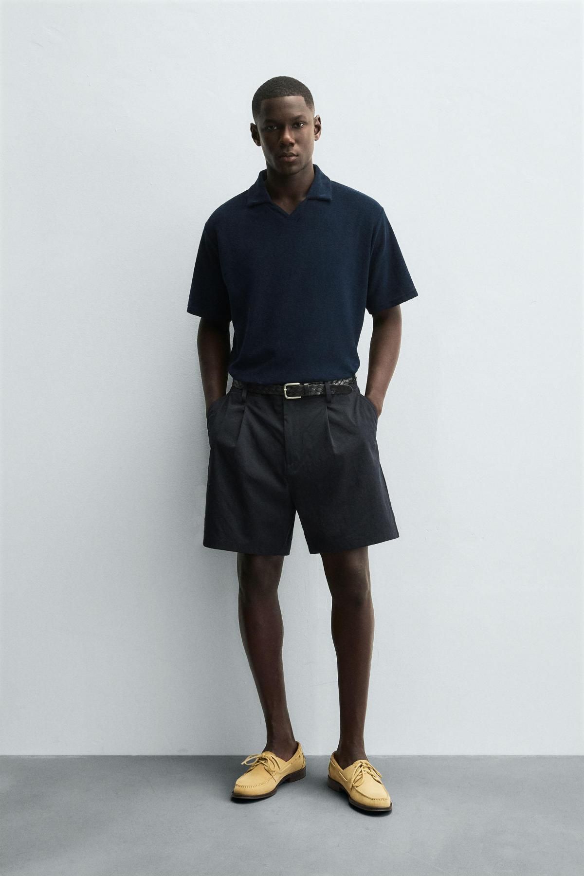 자라 테리 코튼 레귤러핏 반팔 폴로셔츠 0722/313 NAVY BLUE - 상세 이미지 2