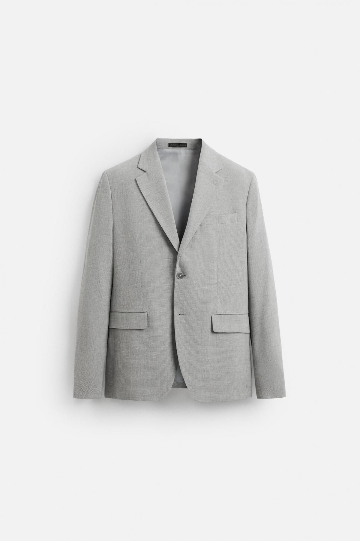자라 슬림핏 라이트그레이 텍스처드 테일러드 재킷 5674/718 LIGHT GREY - 메인 이미지