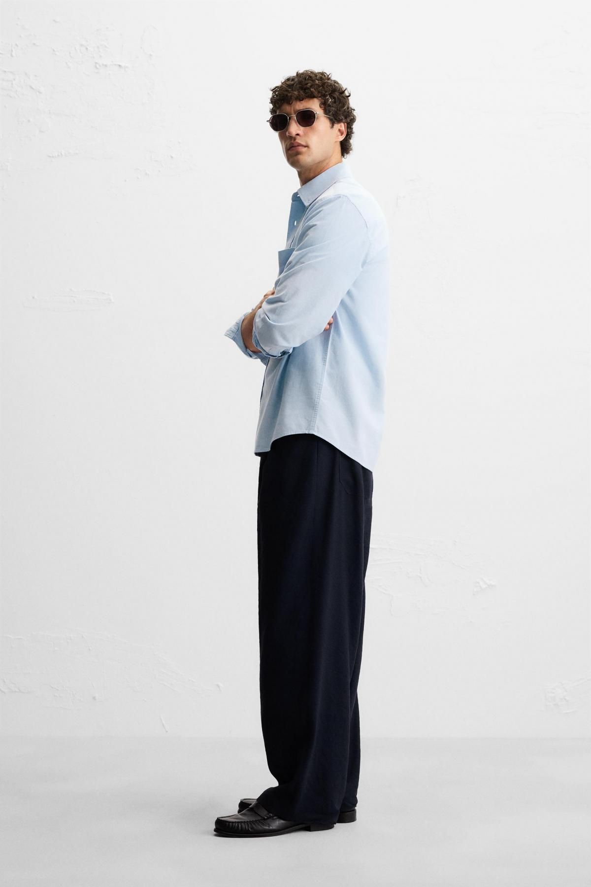 자라 테크니컬 텍스처 옥스포드 긴팔 셔츠 1063/417 SKY BLUE - 상세 이미지 5