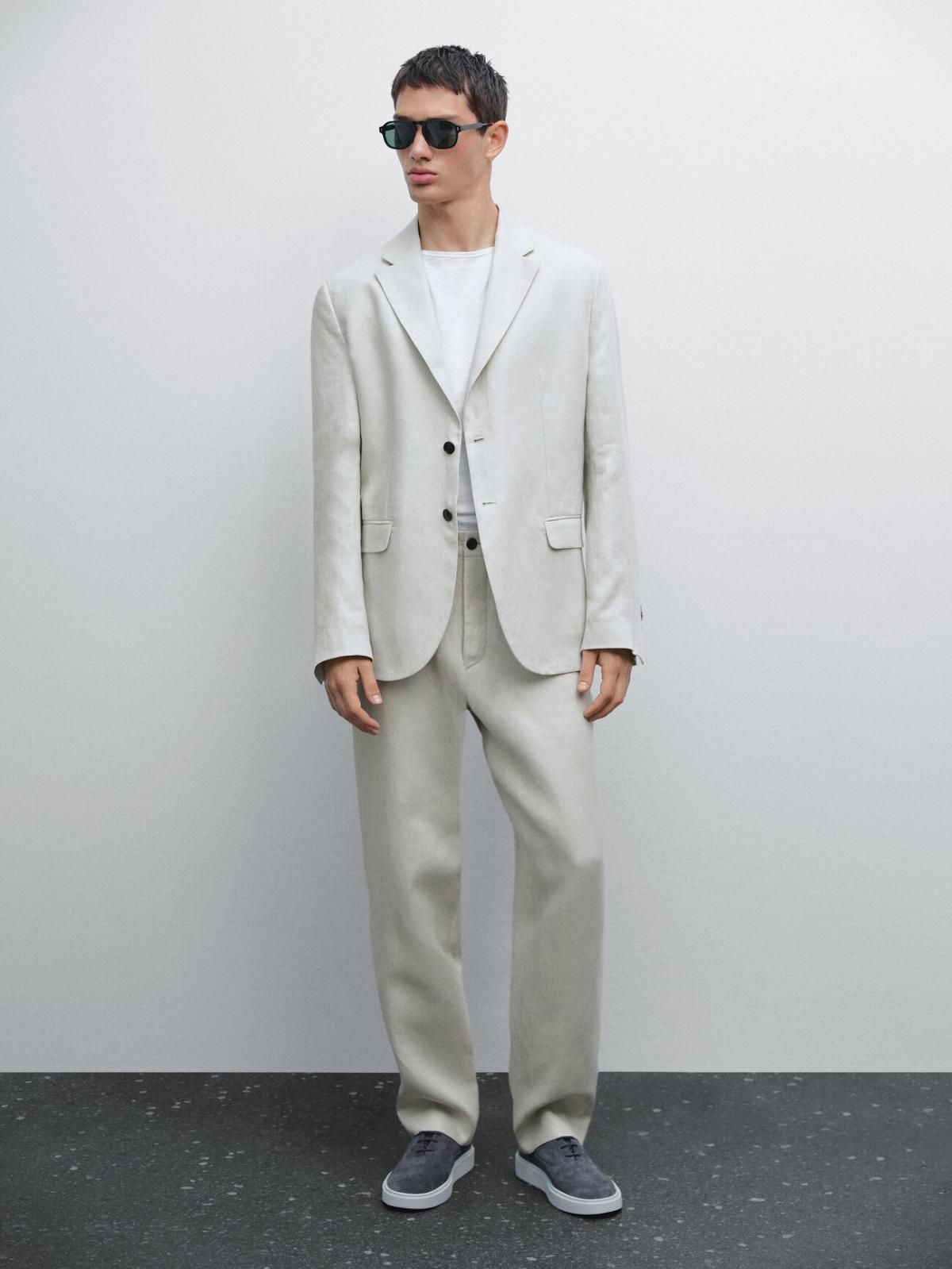 마시모두띠 리넨 100 싱글 테일러드 블레이저 2801/353 LIGHT BEIGE - 상세 이미지 2