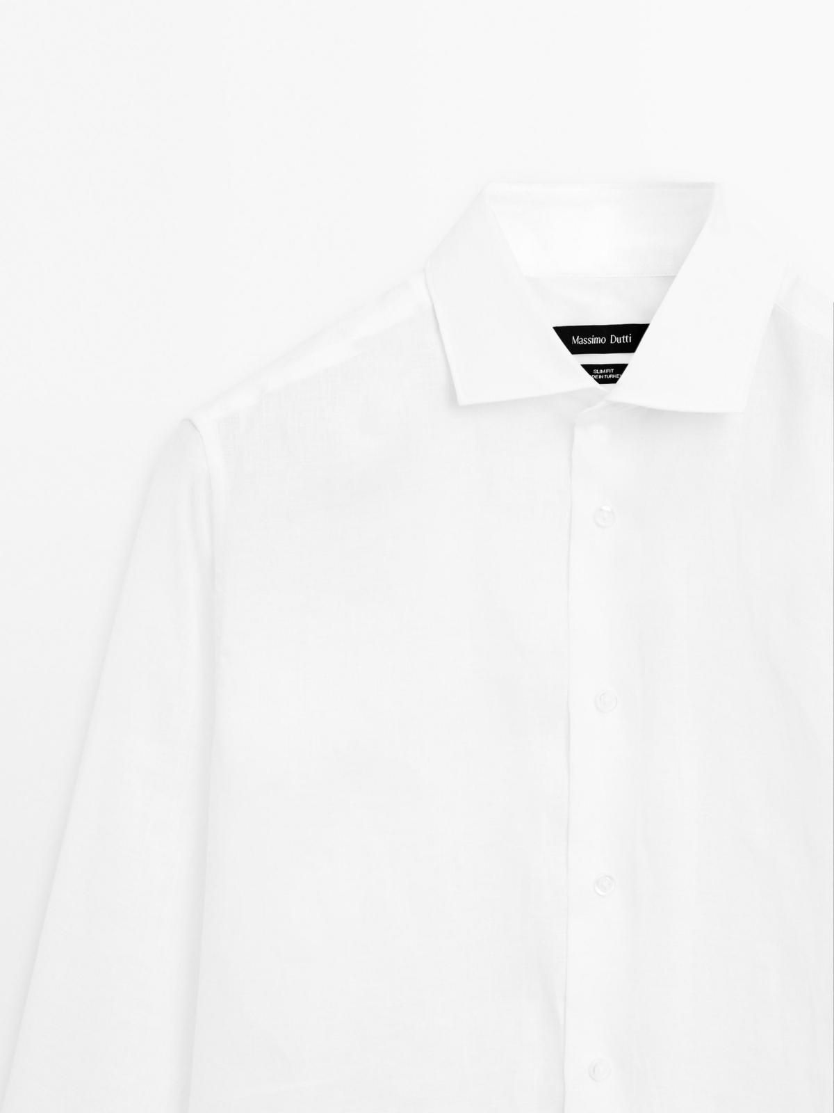 마시모두띠 리넨 슬림핏 긴팔 셔츠 0179/724 WHITE - 상세 이미지 4