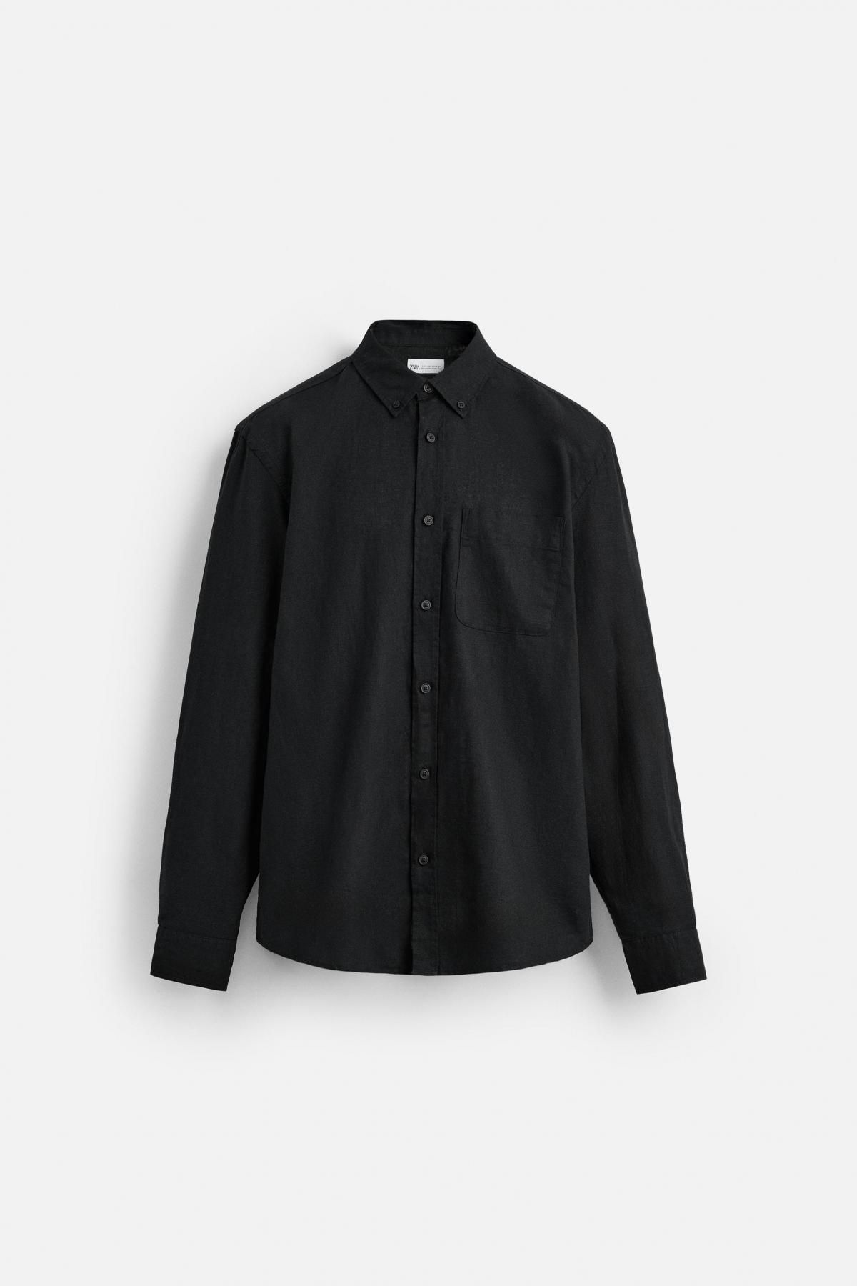 자라 테크니컬 린넨코튼 블랙 긴팔 셔츠 1063/312 BLACK - 메인 이미지