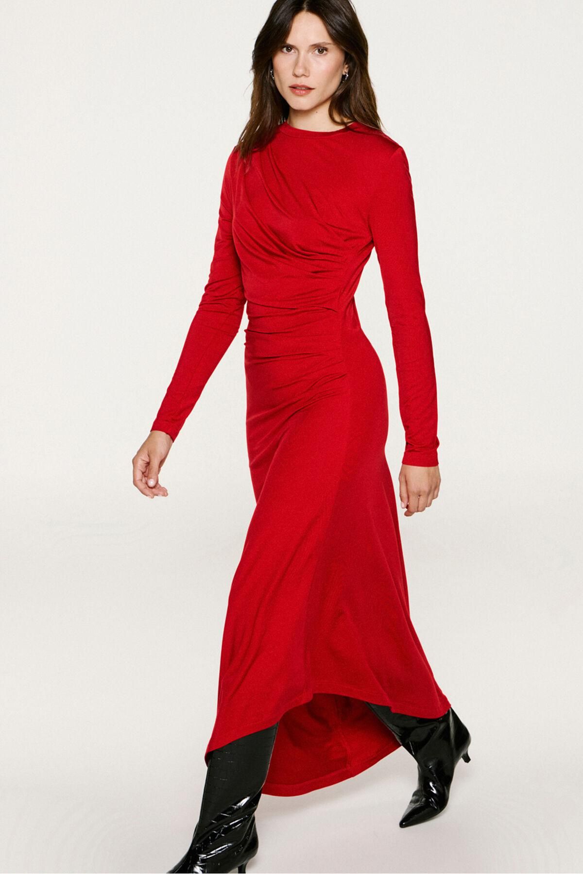 셀렉티드 레드 슬림핏 언발란스 롱 원피스 6442284 ROJO - 상품 이미지