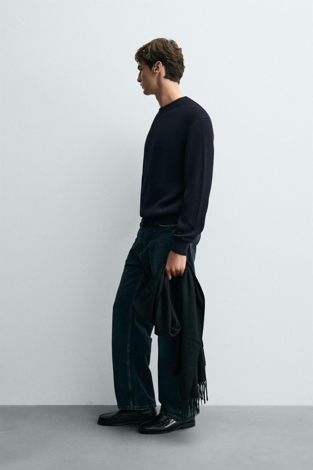 자라 골지 텍스처 라운드 니트 스웨터 3284/305 NAVY BLUE - 상세 이미지 5