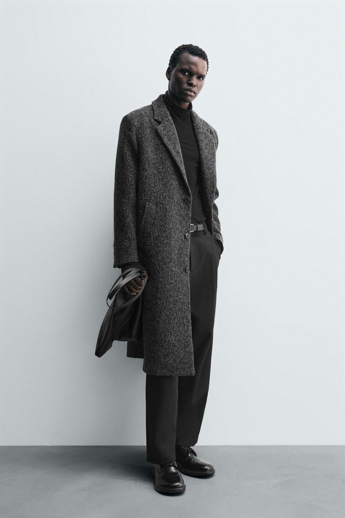 자라 테크니컬 울블렌드 레귤러핏 싱글 코트 6612/675 BLACK - 상세 이미지 5