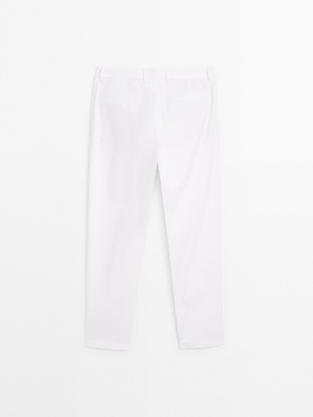 마시모두띠 슬림핏 코튼 블렌드 화이트 슬랙스 팬츠 0001/001 OFF WHITE - 상세 이미지 5