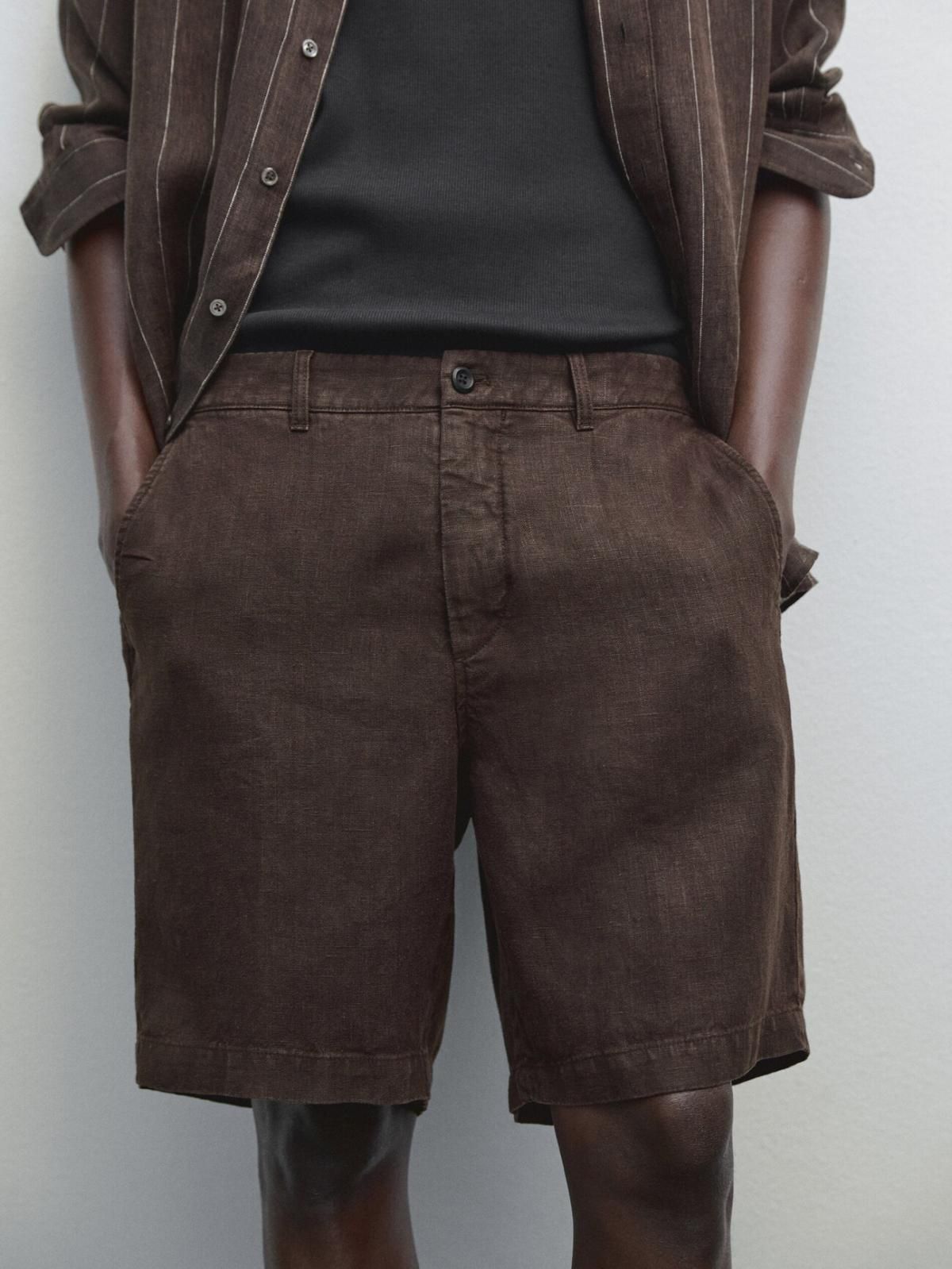 마시모두띠 내추럴 린넨 버뮤다 쇼츠 2901/007 BROWN - 상세 이미지 5