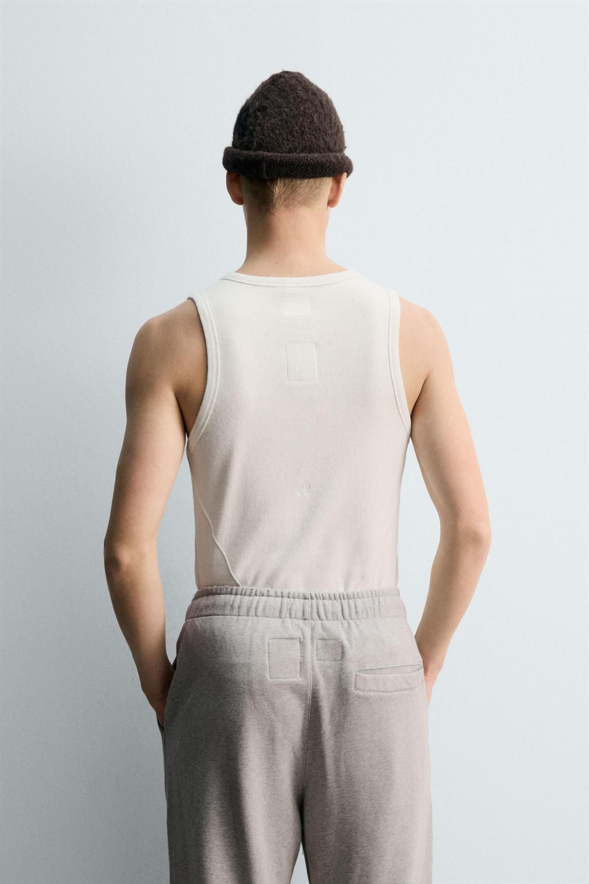자라 슬림핏 로고 탱크 티셔츠 X SRA 0722/343 OYSTER-WHITE - 상세 이미지 4