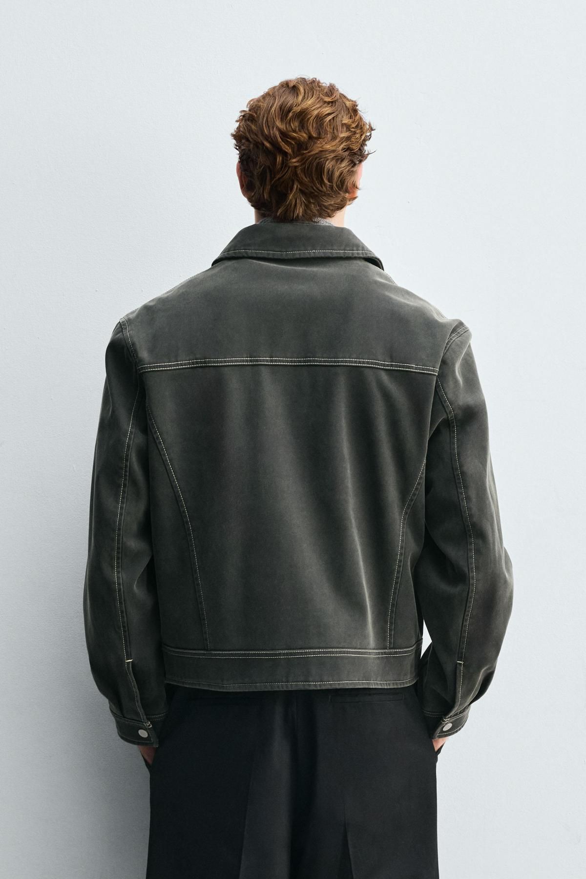 자라 빈티지 페이크 스웨이드 집업 재킷 3046/338 DARK GREY - 상세 이미지 4