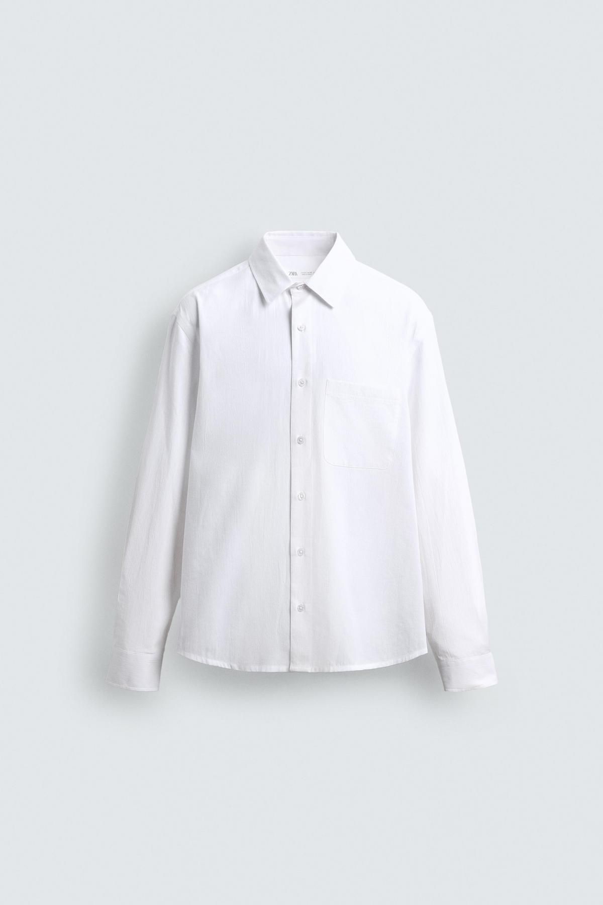 자라 크리즈드 테크니컬 코튼 긴팔 셔츠 6048/153 WHITE - 메인 이미지