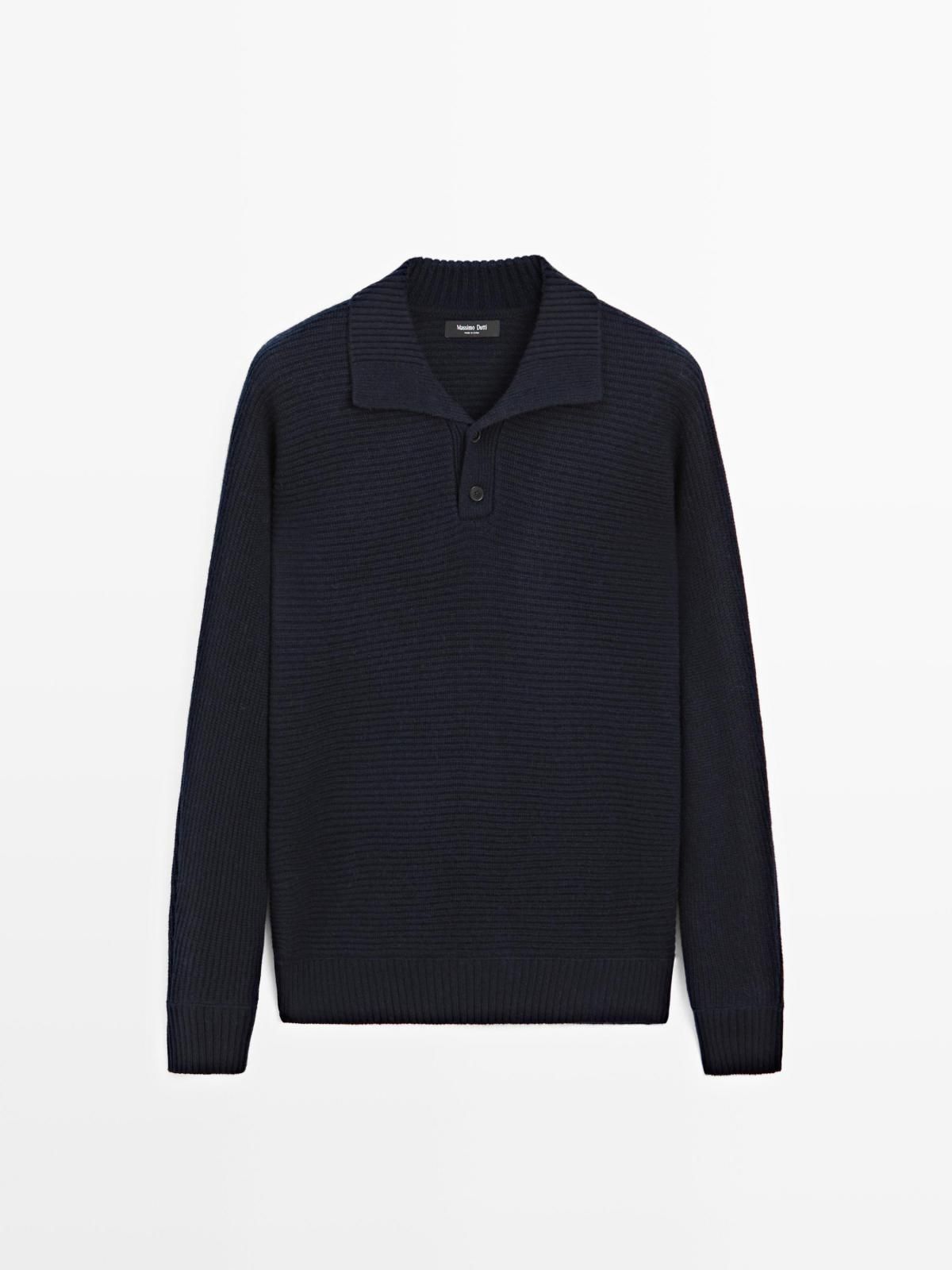 마시모두띠 프리미엄 울블렌드 폴로 니트 스웨터 0972/700 NAVY BLUE - 상품 이미지